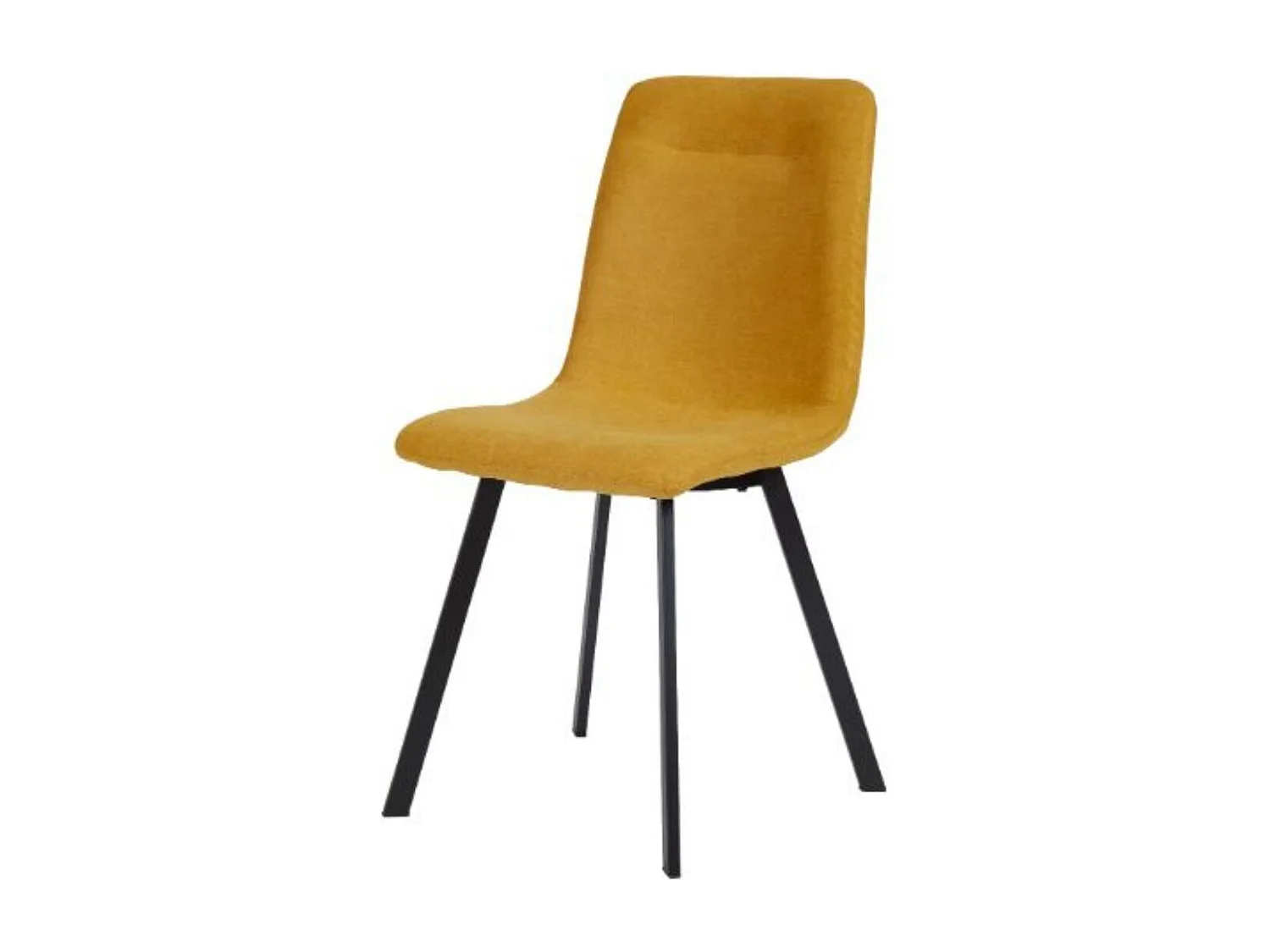 Lot de 4 chaises en microfibre avec dossier surpiqûres en losange jaune pieds métal noir - ELYO