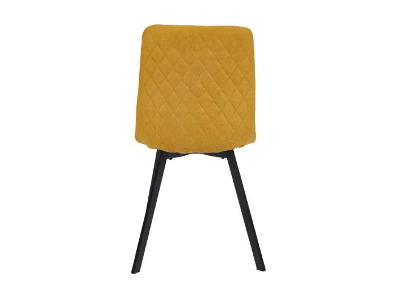 Lot de 4 chaises en microfibre avec dossier surpiqûres en losange jaune pieds métal noir - ELYO