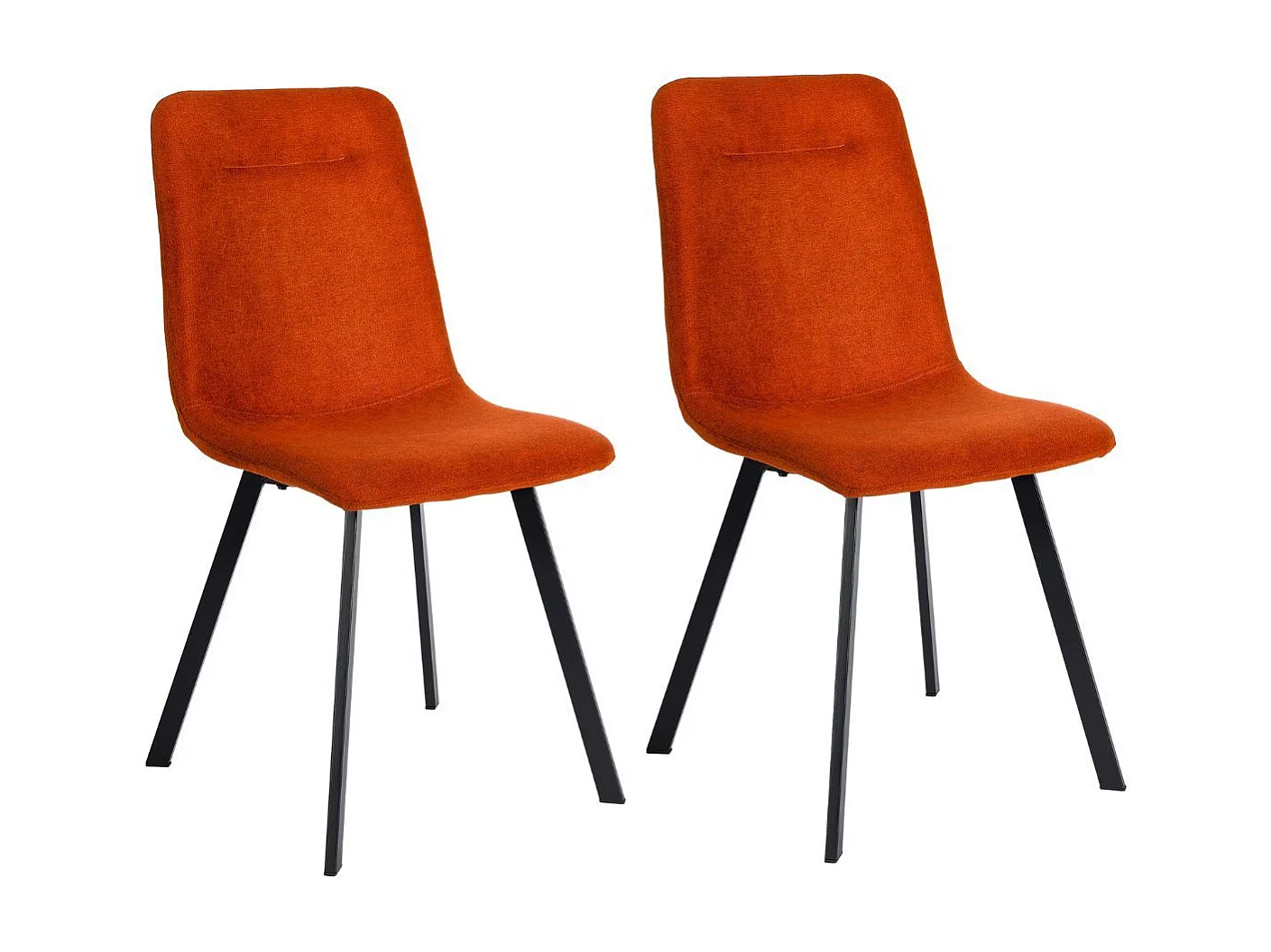 Lot de 4 chaises en microfibre avec dossier surpiqûres en losange orange pieds métal noir - ELYO