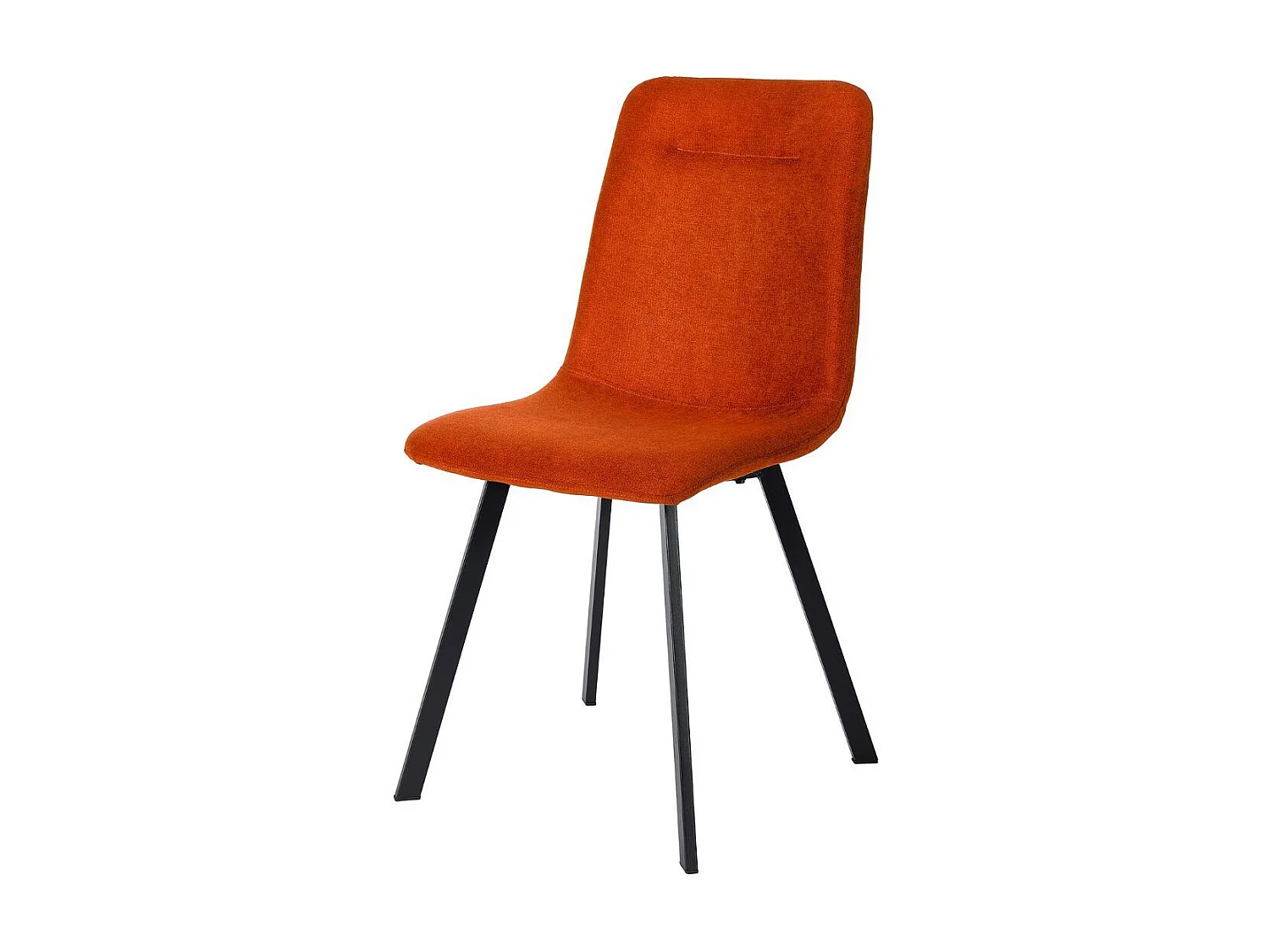 Lot de 4 chaises en microfibre avec dossier surpiqûres en losange orange pieds métal noir - ELYO