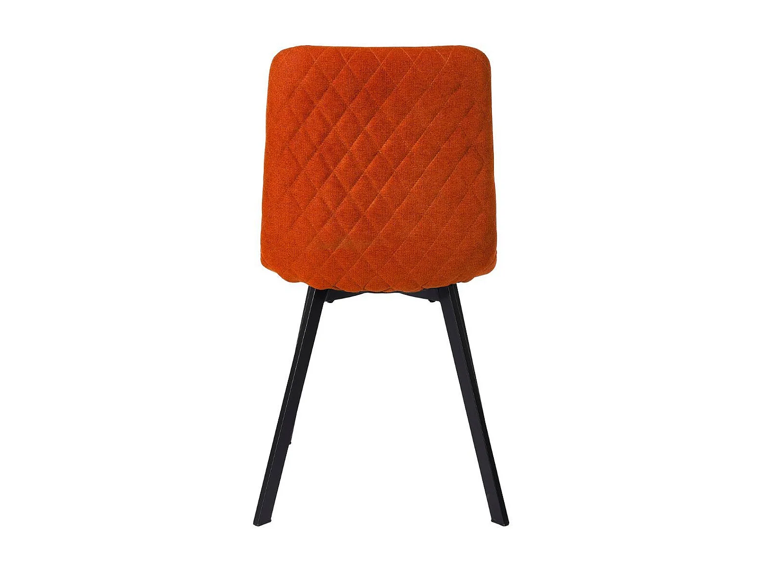 Lot de 4 chaises en microfibre avec dossier surpiqûres en losange orange pieds métal noir - ELYO