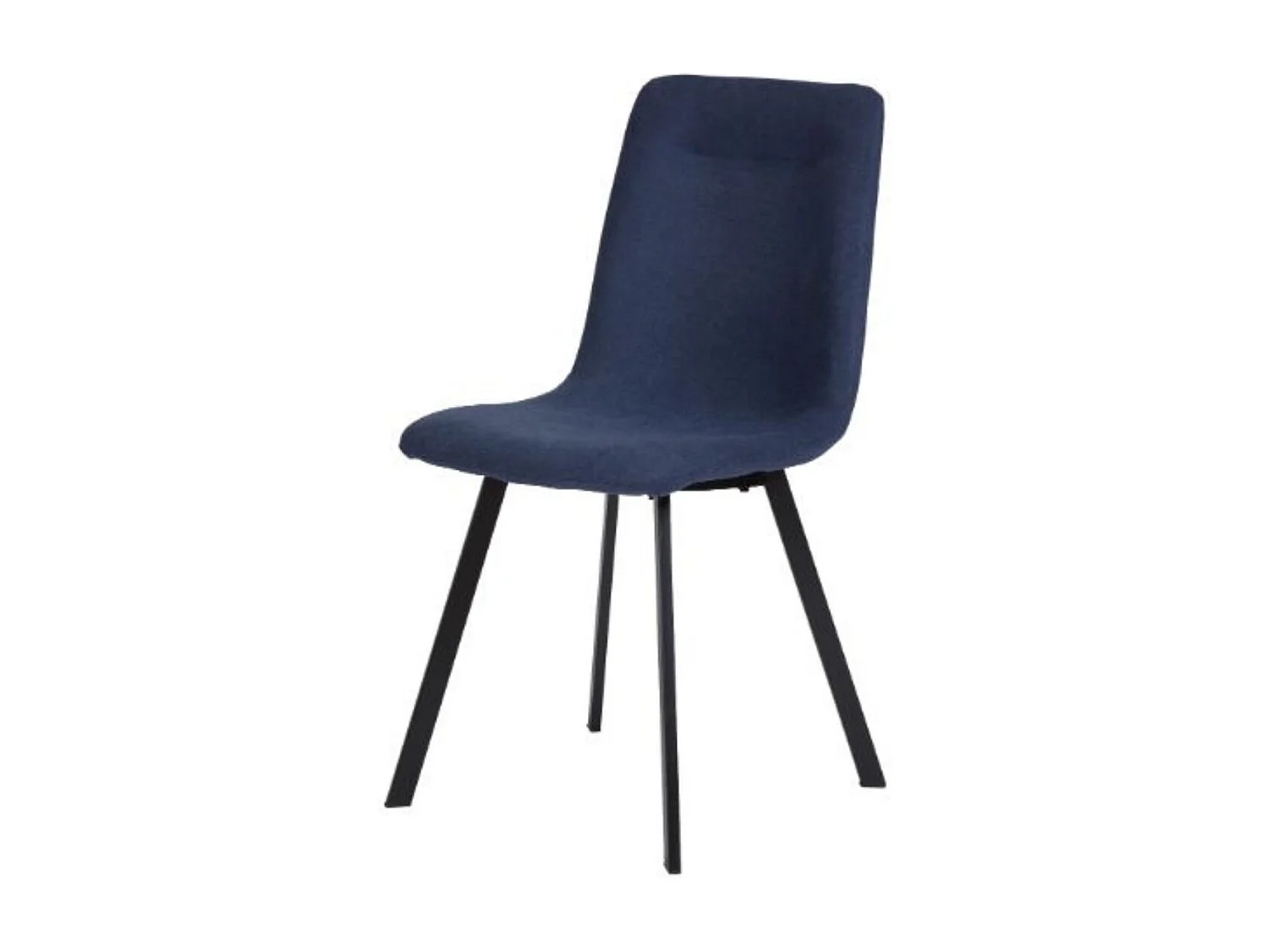 Lot de 4 chaises en microfibre avec dossier surpiqûres en losange bleu pieds métal noir - ELYO