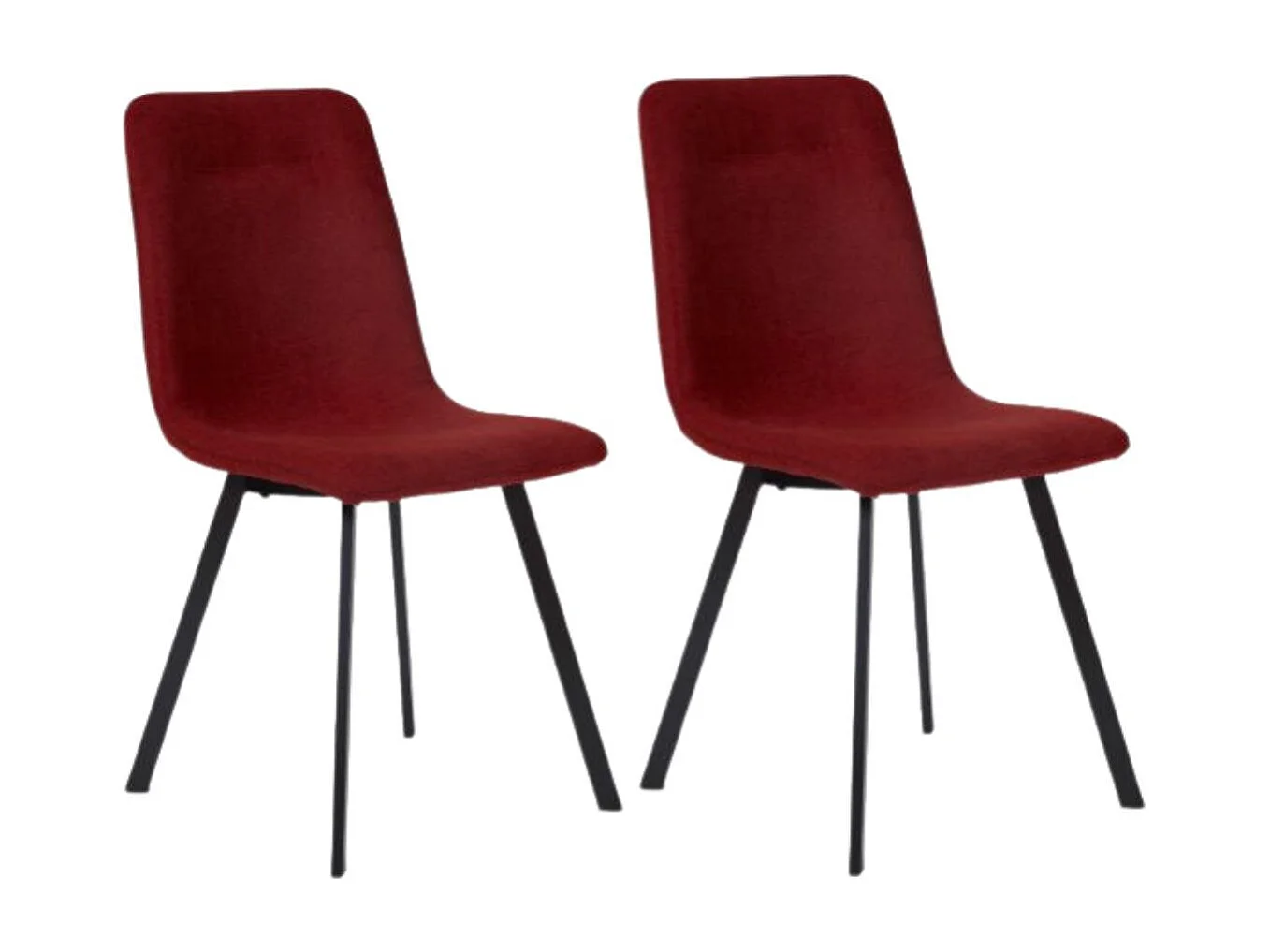 Lot de 4 chaises en microfibre avec dossier surpiqûres en losange rouge pieds métal noir - ELYO
