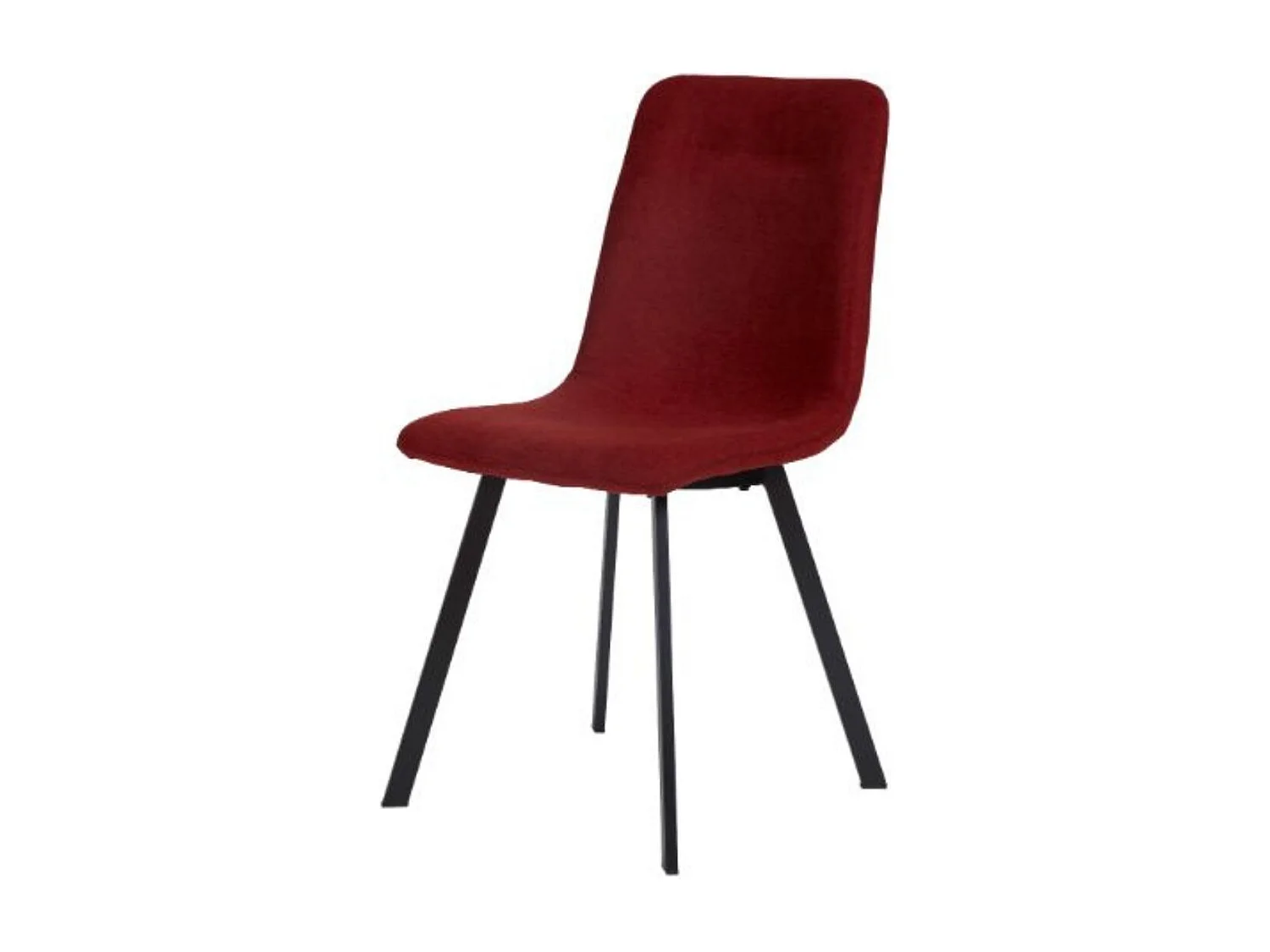Lot de 4 chaises en microfibre avec dossier surpiqûres en losange rouge pieds métal noir - ELYO