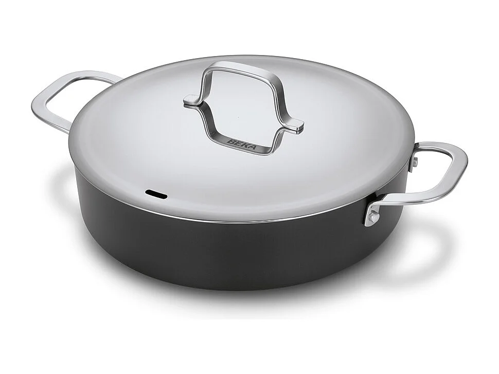 Sauteuse en aluminium 2 anses avec couvercle 28 cm