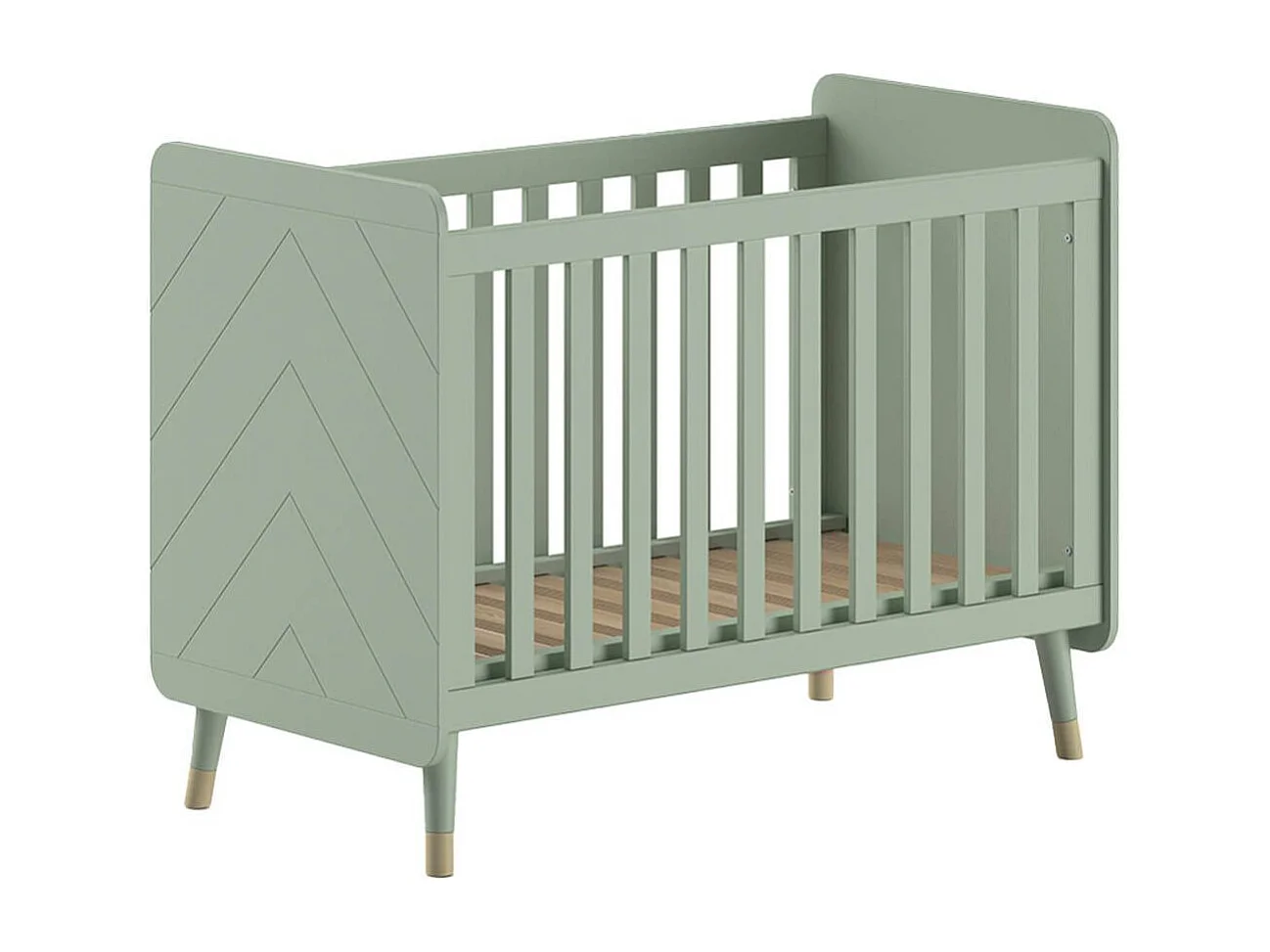 TINY GREEN - Lit bébé à barreaux Vert Olive et Gold Motif Graphique