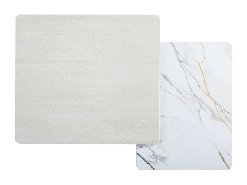 Table basse rotative 2 plateaux en céramique et pied beige – THYLA