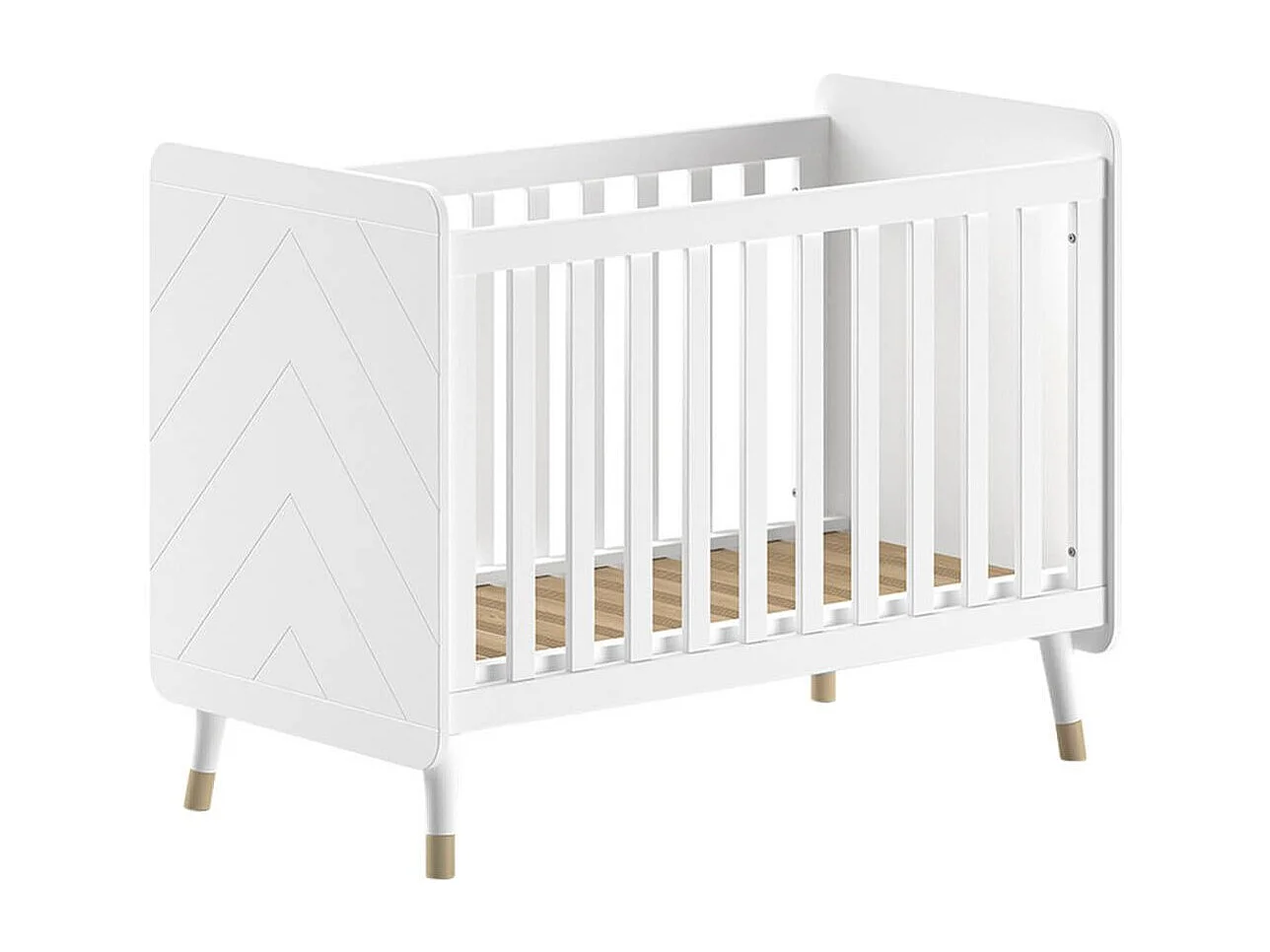 TINY WHITE - Lit bébé à barreaux Blanc et Gold Motif Graphique