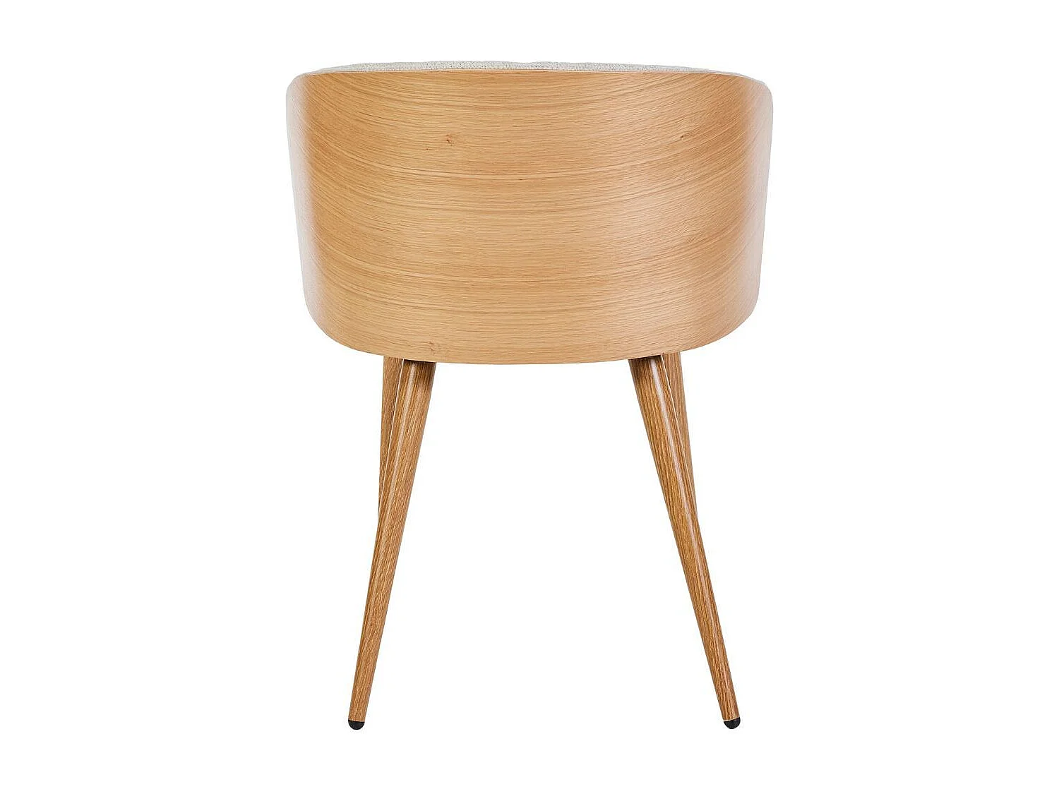 Lot de 2 chaises enveloppantes en tissu chenillé crème et dossier bois pieds métal noir - OLYA