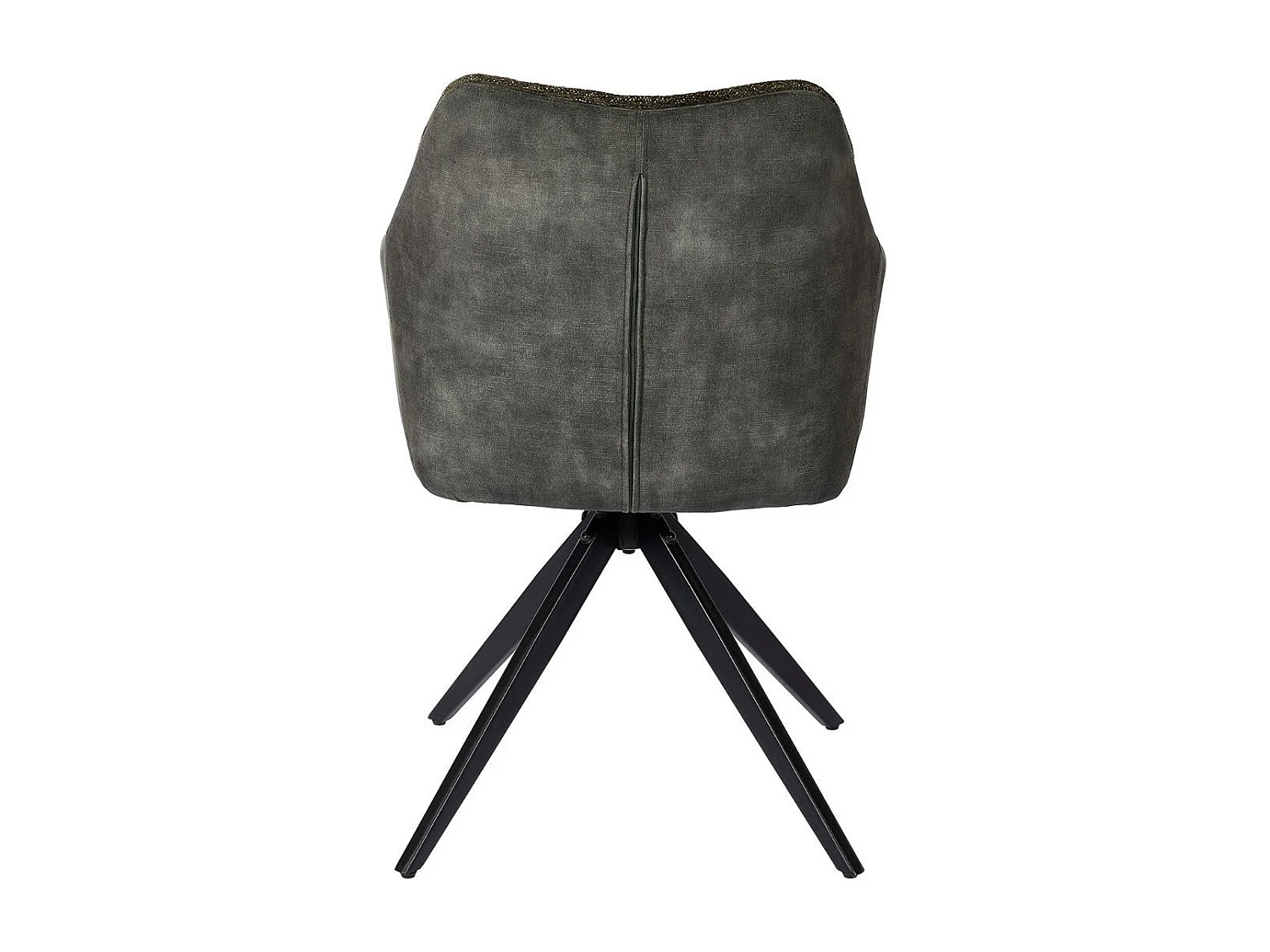 Lot de 2 fauteuils de table pivotants tissu double texture vert foncé pieds métal noir - MIKAELA