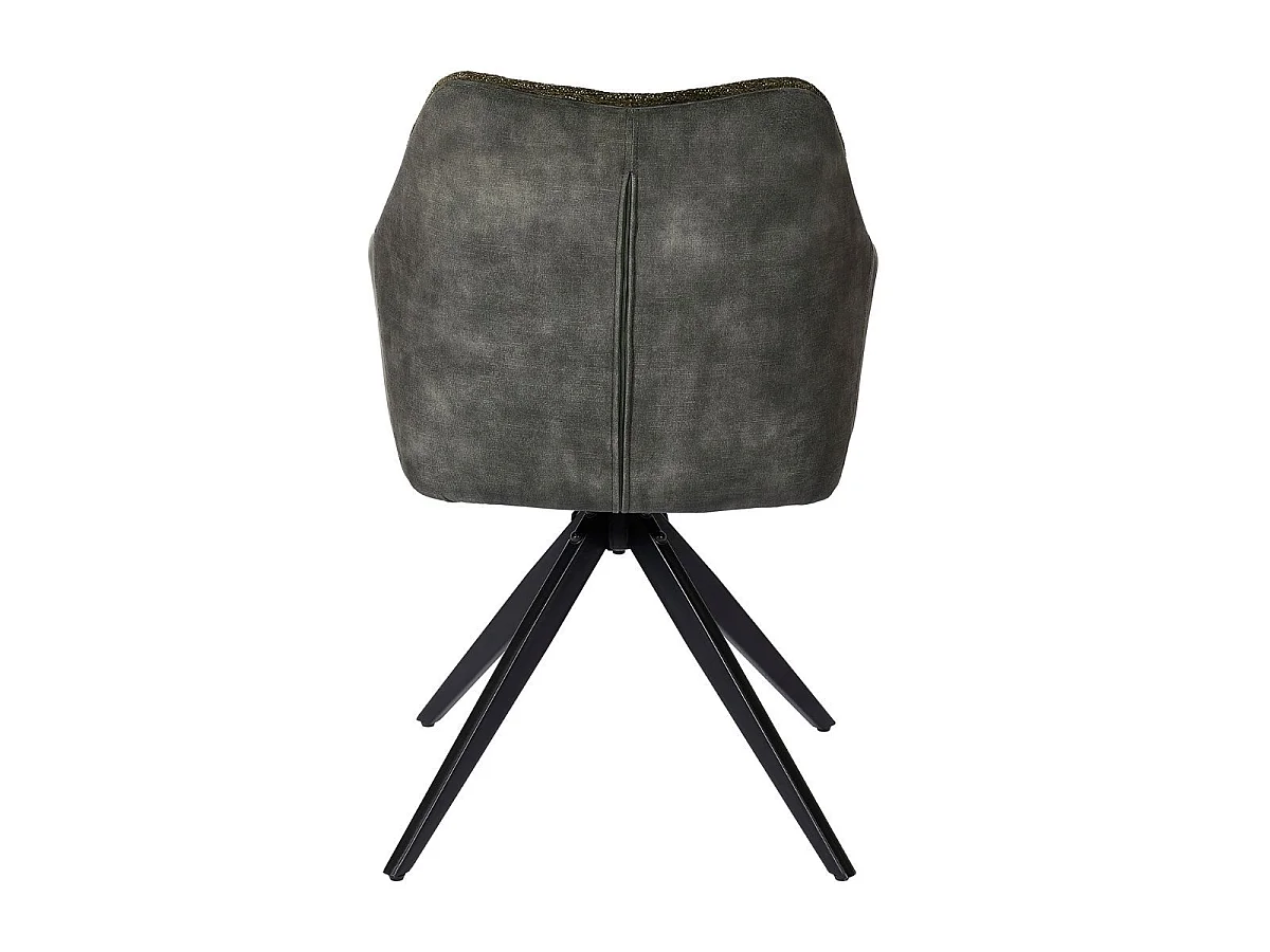 Lot de 2 fauteuils de table pivotants tissu double texture vert foncé pieds métal noir - MIKAELA