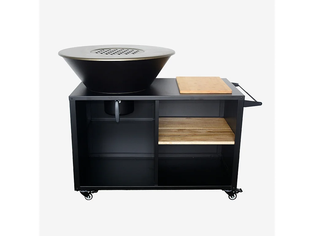 Braséro de cuisson Ø80cm avec grille de cuisson. espace de rangement et couvercle. L 138 x P 82 x H 114 cm