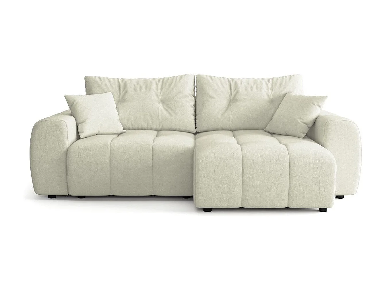 Canapé d'angle réversible convertible 4 places en tissu chenille beige - Alba