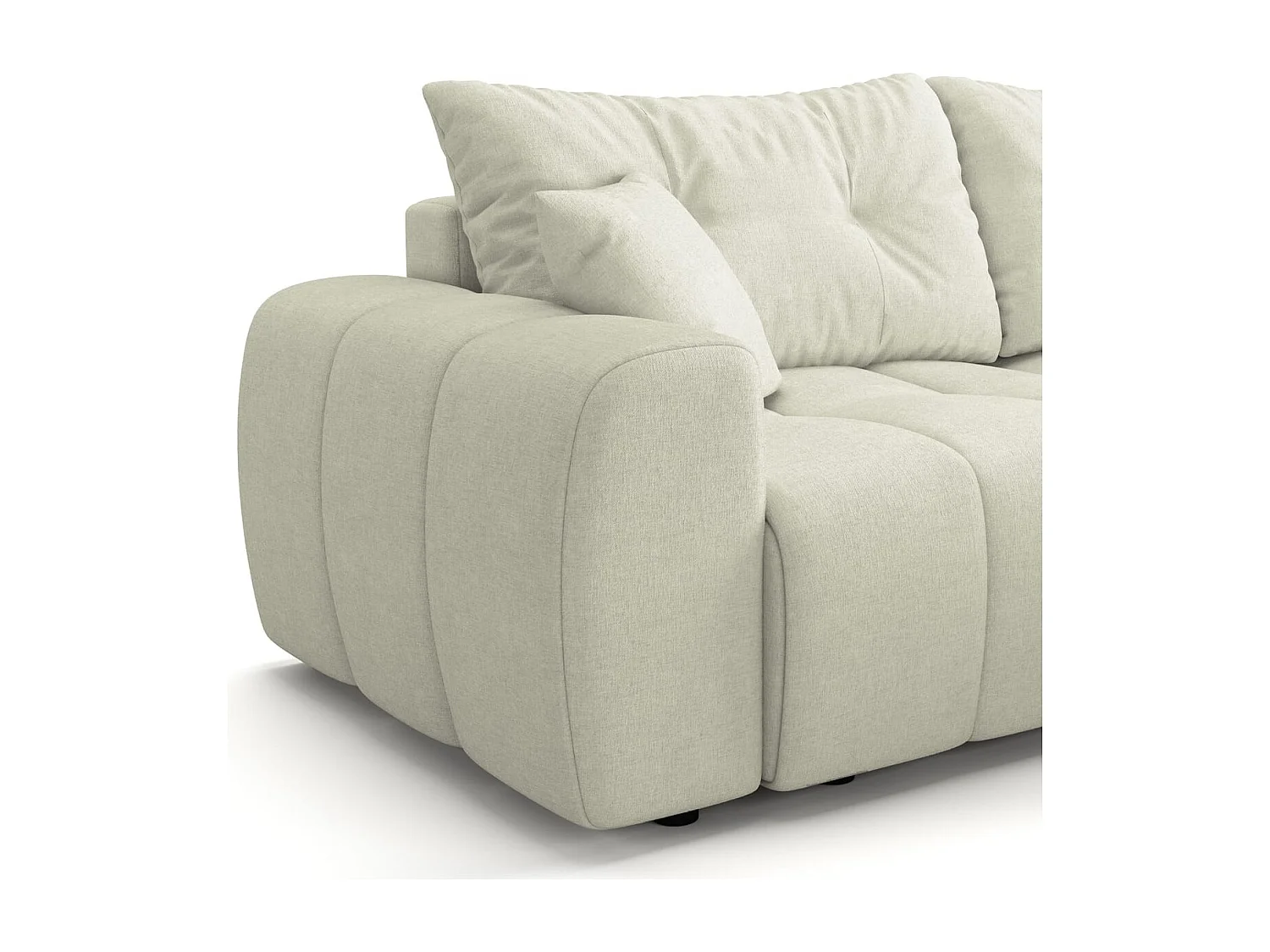 Canapé d'angle réversible convertible 4 places en tissu chenille beige - Alba