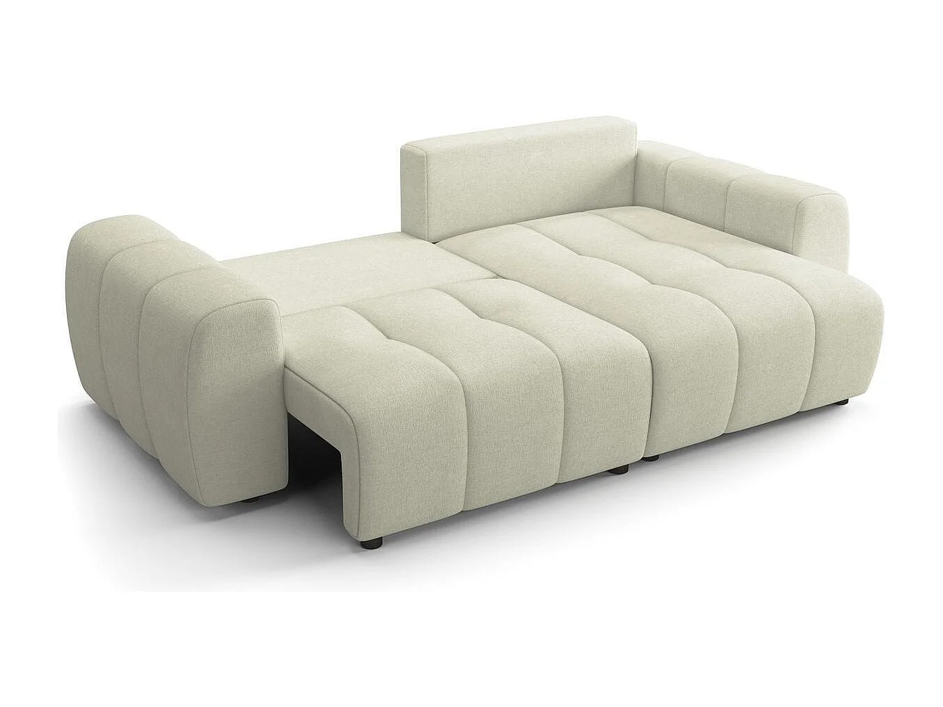 Canapé d'angle réversible convertible 4 places en tissu chenille beige - Alba