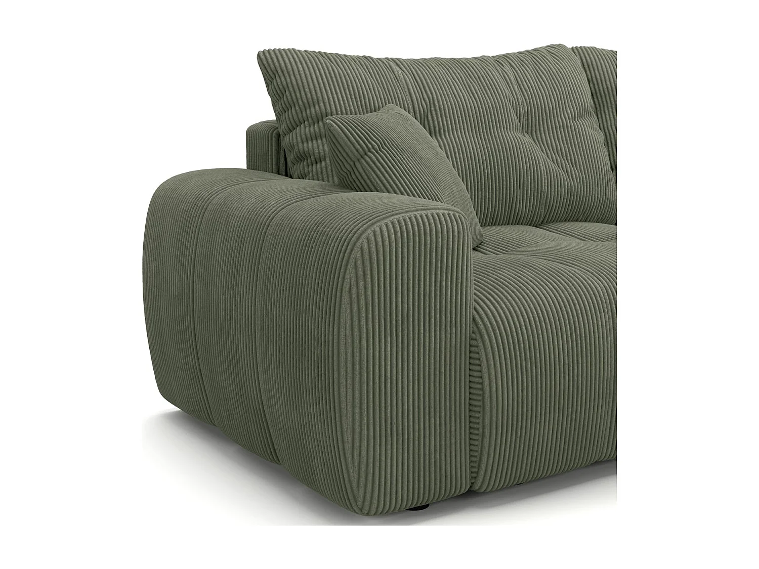 Canapé d'angle réversible convertible 4 places en velours côtelé vert kaki - Alba