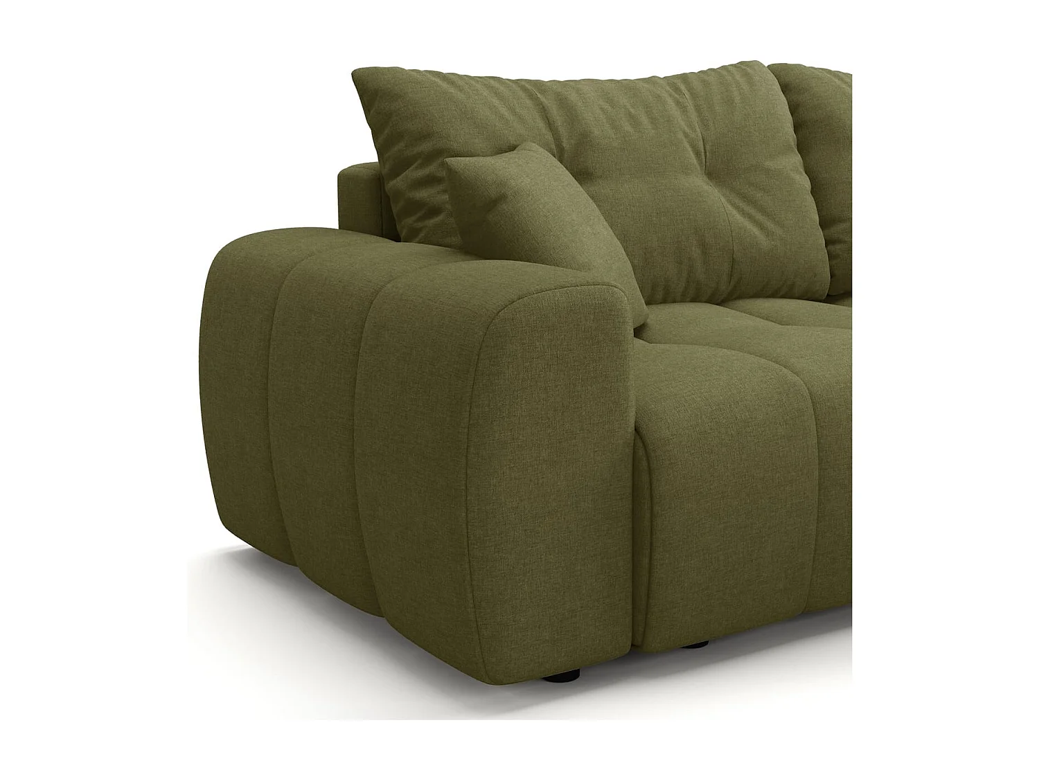 Canapé d'angle réversible convertible 4 places en tissu chenille vert olive - Alba