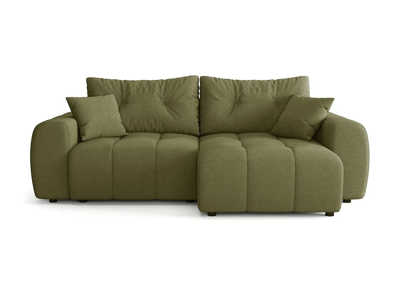 Canapé d'angle réversible convertible 4 places en tissu chenille vert olive - Alba