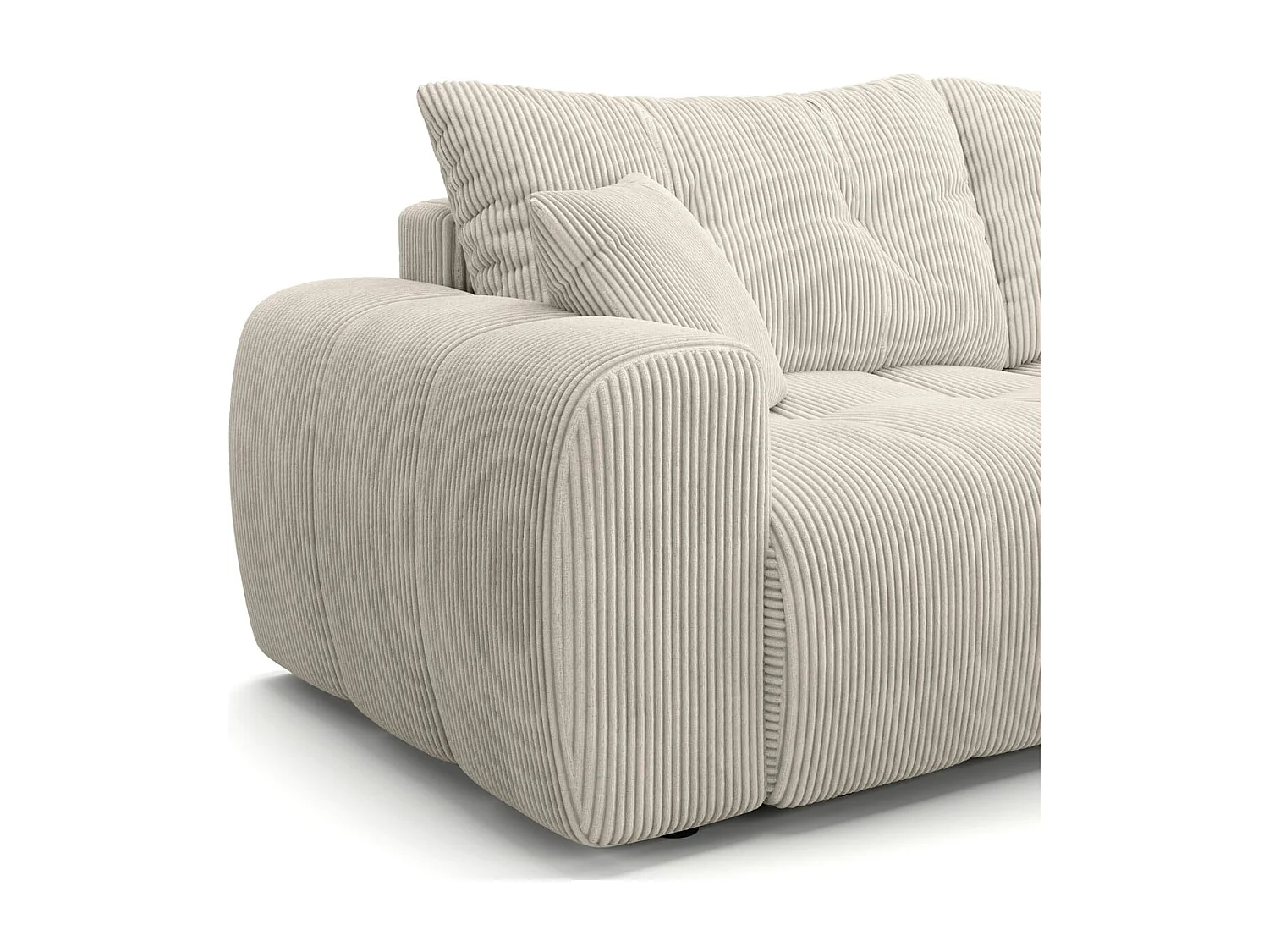 Canapé d'angle réversible convertible 4 places en velours côtelé beige - Alba