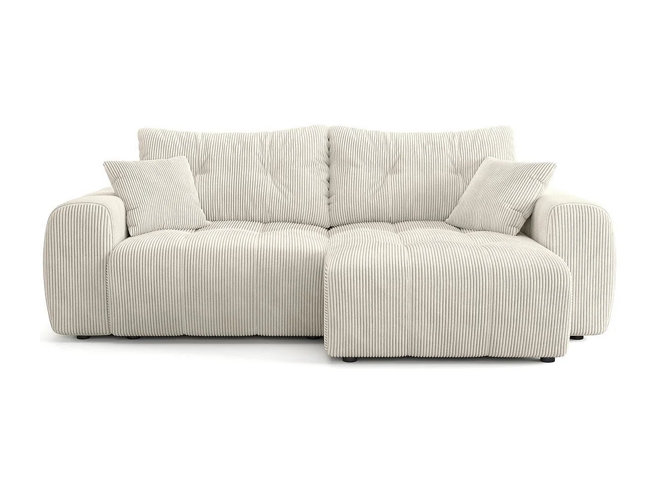 Canapé d'angle réversible convertible 4 places en velours côtelé beige - Alba