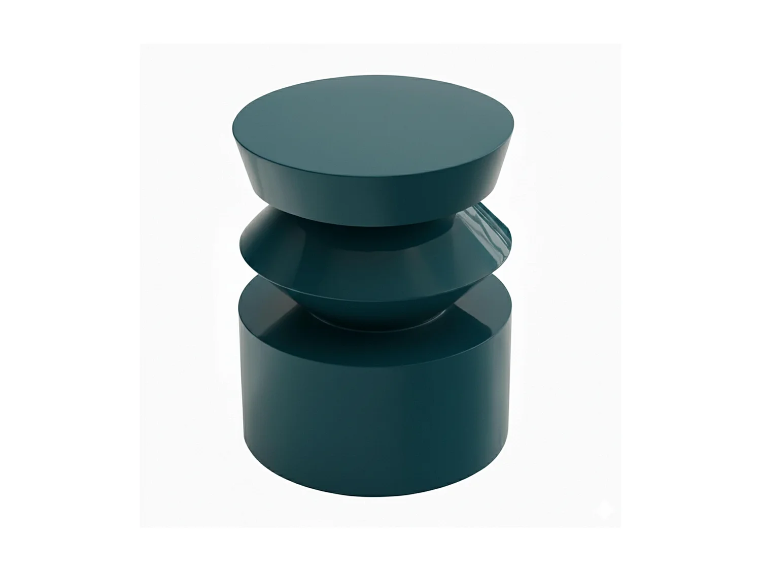 Table basse bout de canapé effet laqué bleu canard diam 40 cm