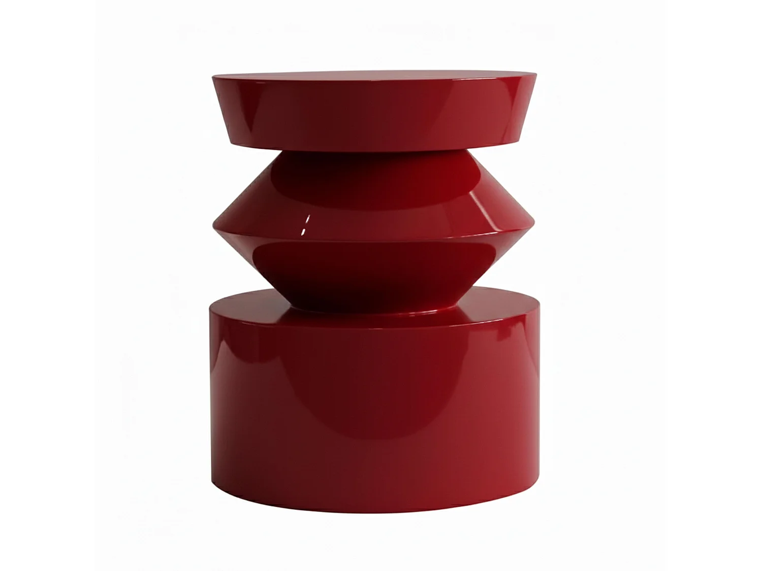 Table basse bout de canapé effet laqué rouge diam 40 cm