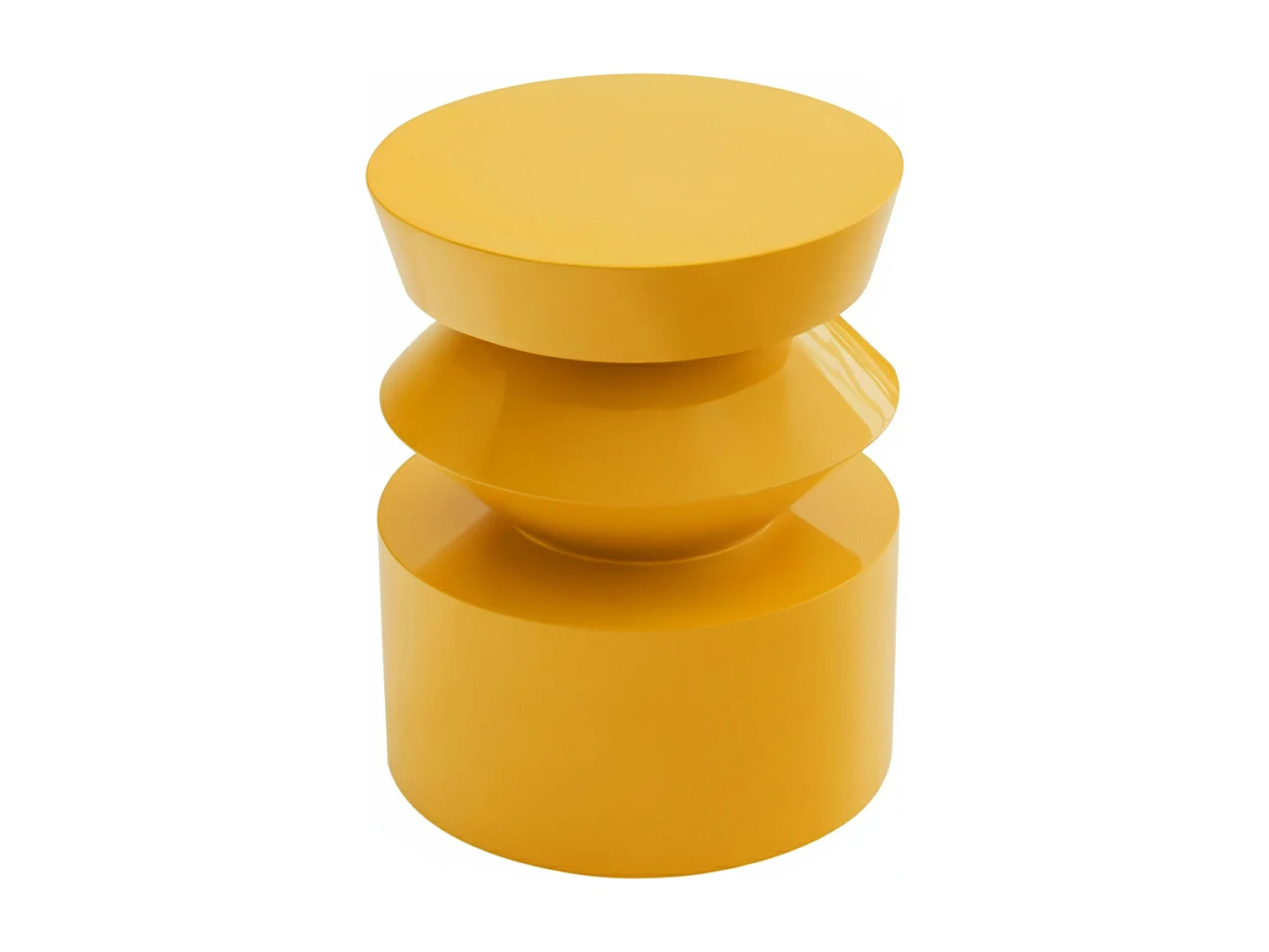 Table basse bout de canapé effet laqué jaune diam 40 cm