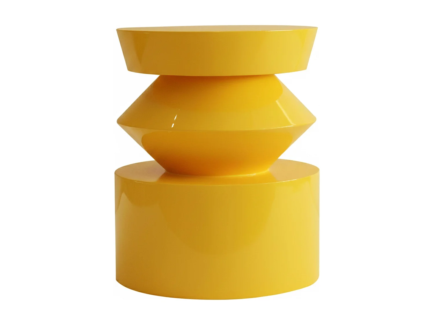 Table basse bout de canapé effet laqué jaune diam 40 cm