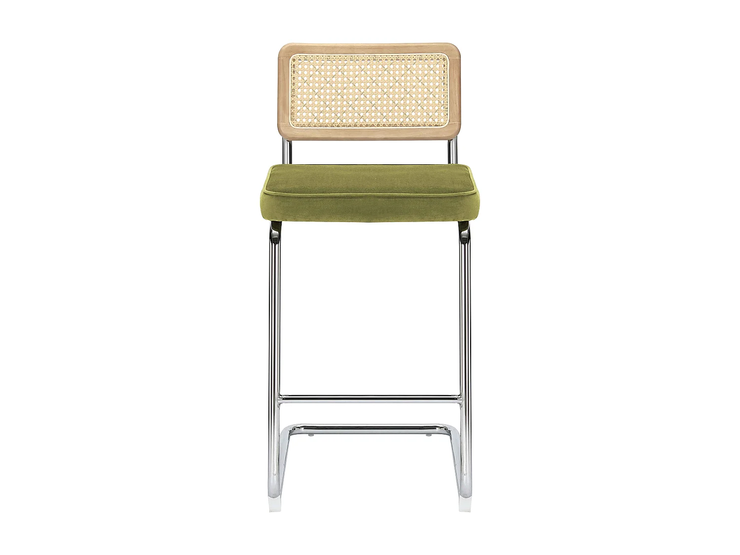 Lot de 2 chaises hautes en acier et velours vert olive