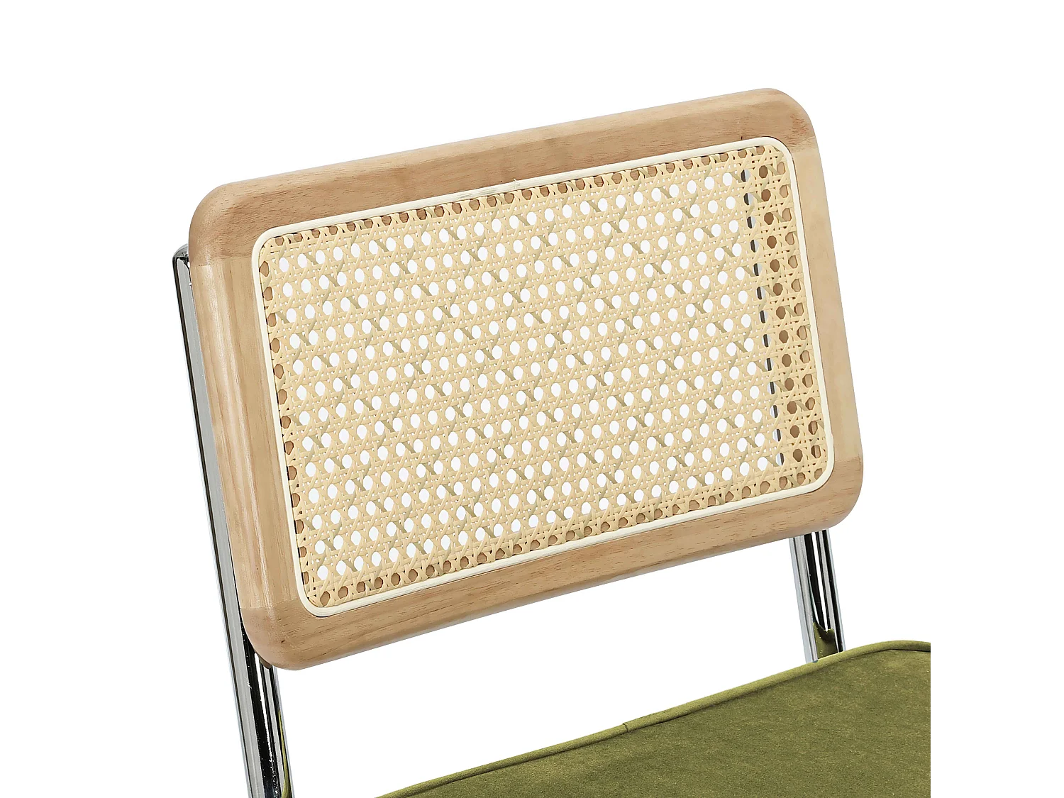 Lot de 2 chaises hautes en acier et velours vert olive