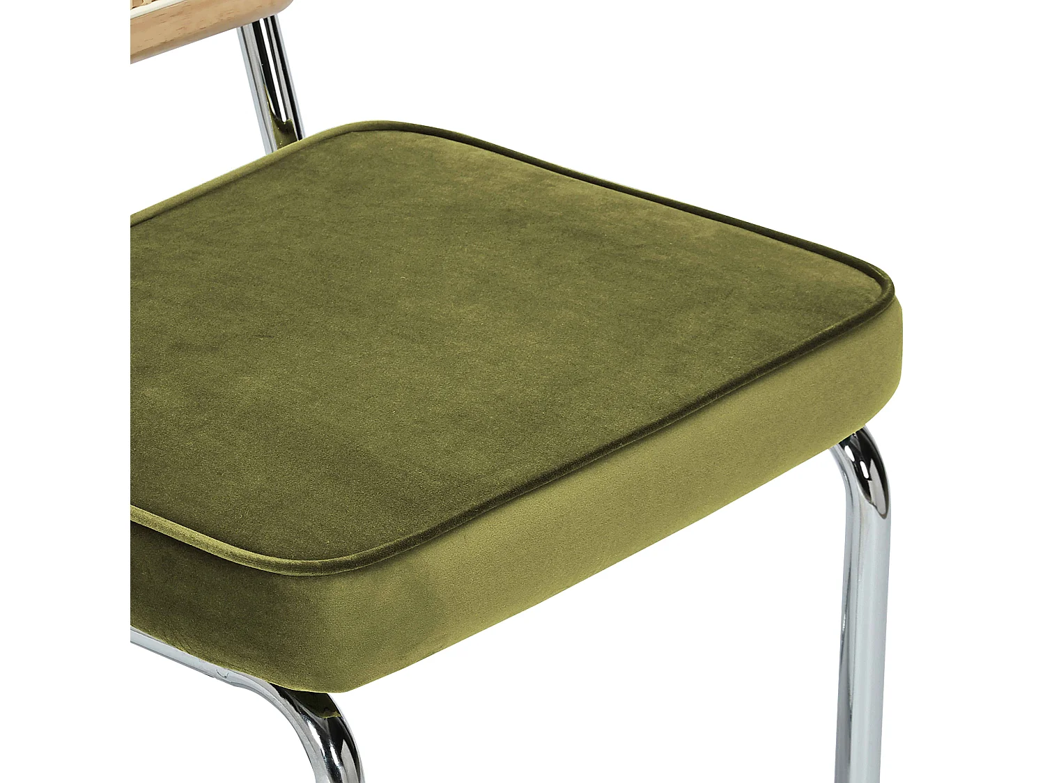 Lot de 2 chaises hautes en acier et velours vert olive