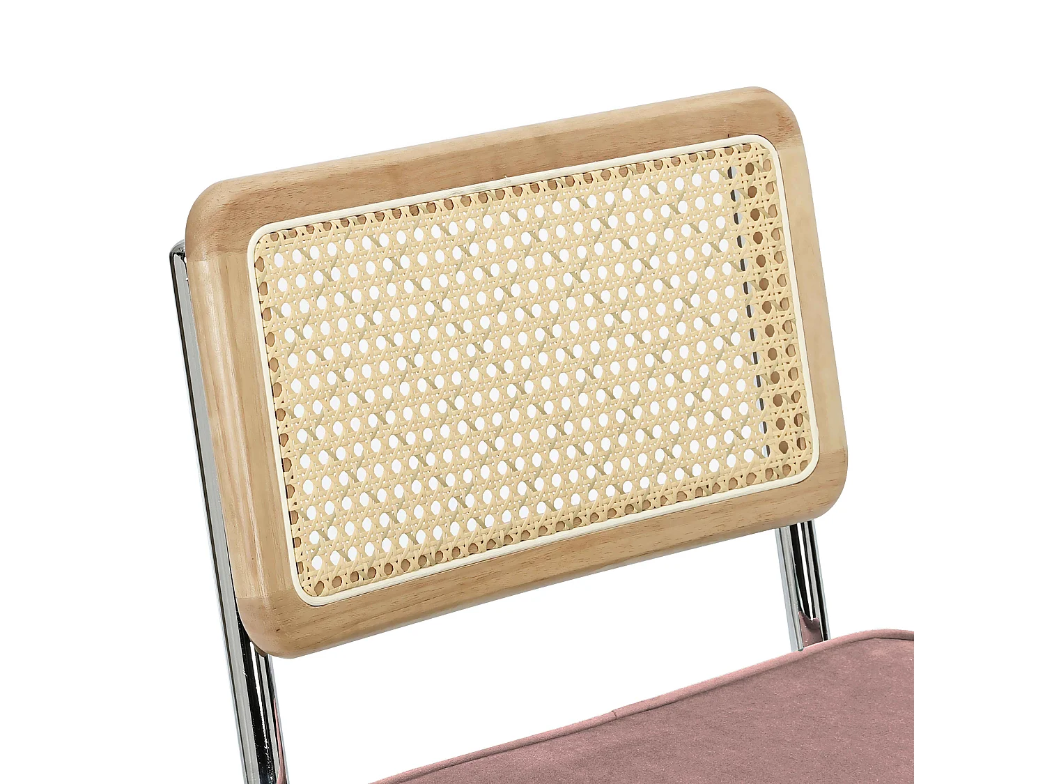 Lot de 2 chaises hautes en acier et velours rose poudré