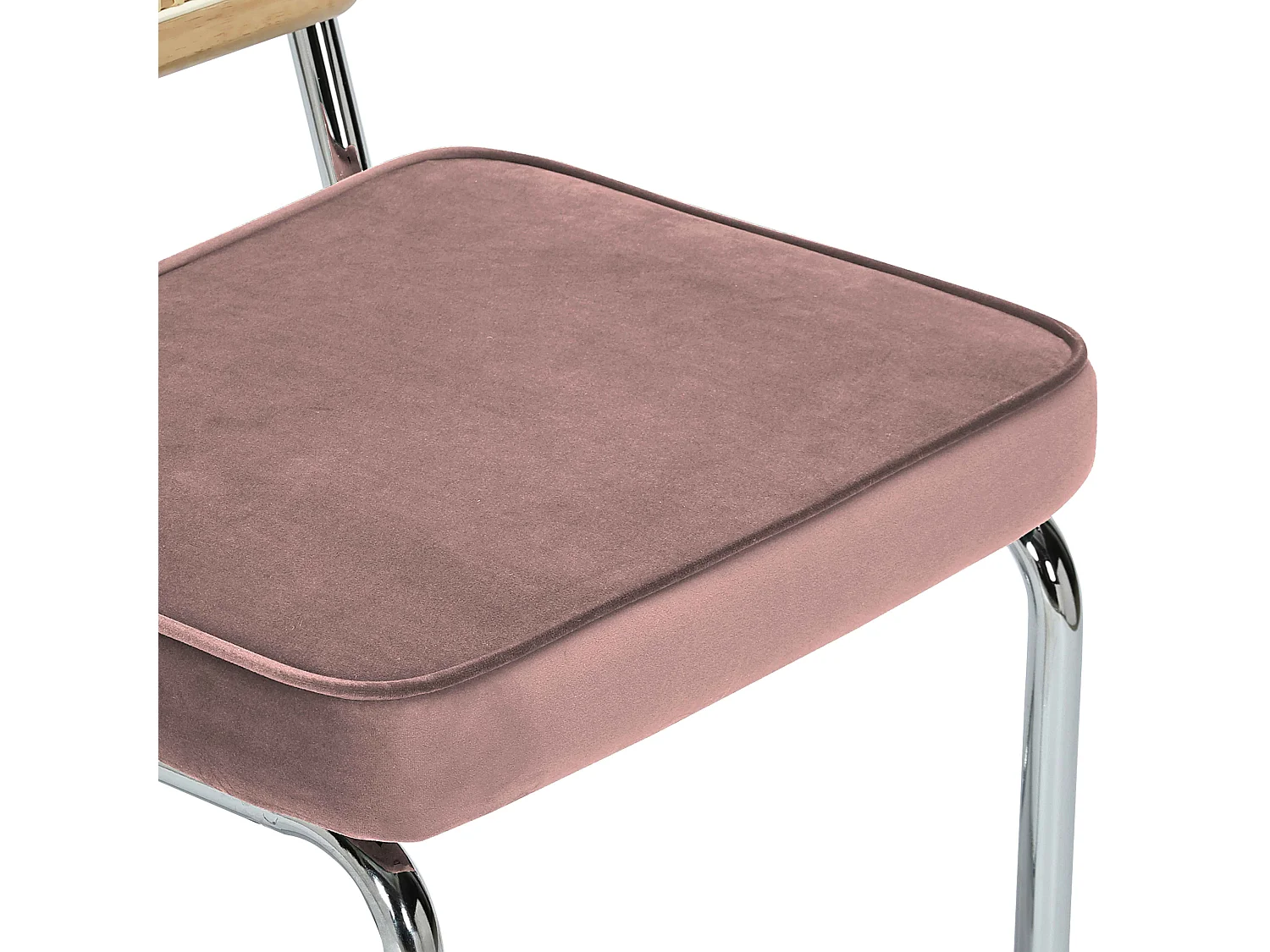 Lot de 2 chaises hautes en acier et velours rose poudré