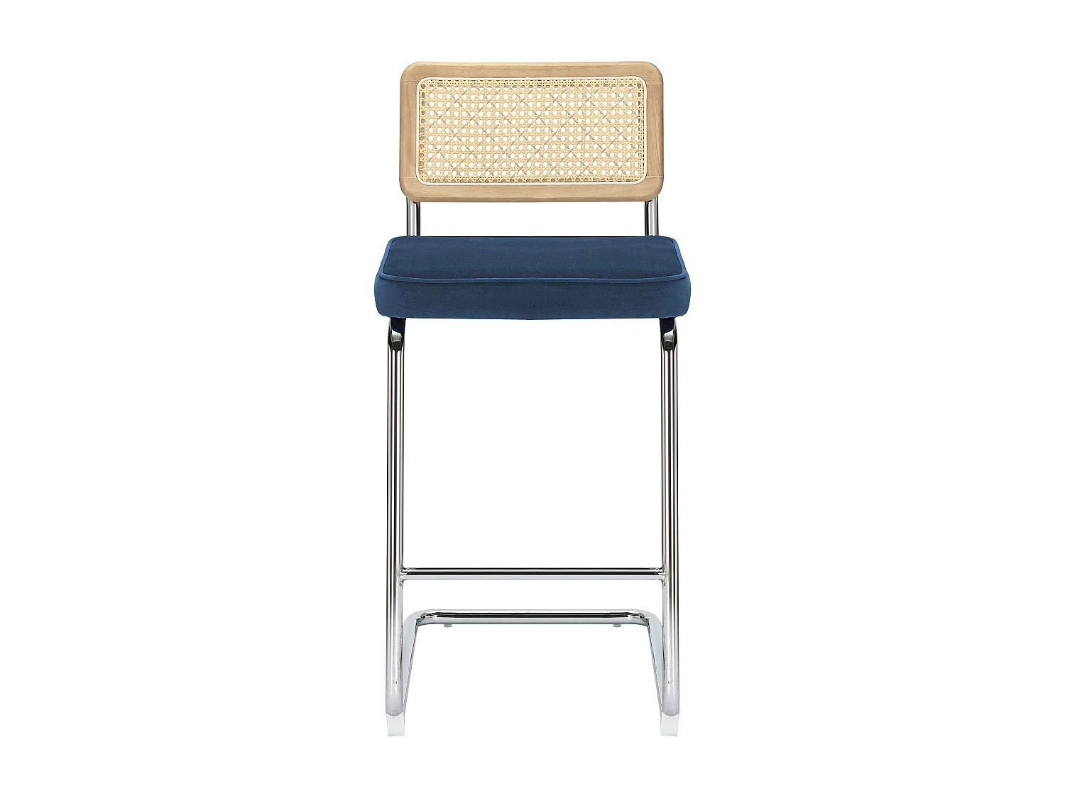 Lot de 2 chaises hautes en acier et velours bleu foncé