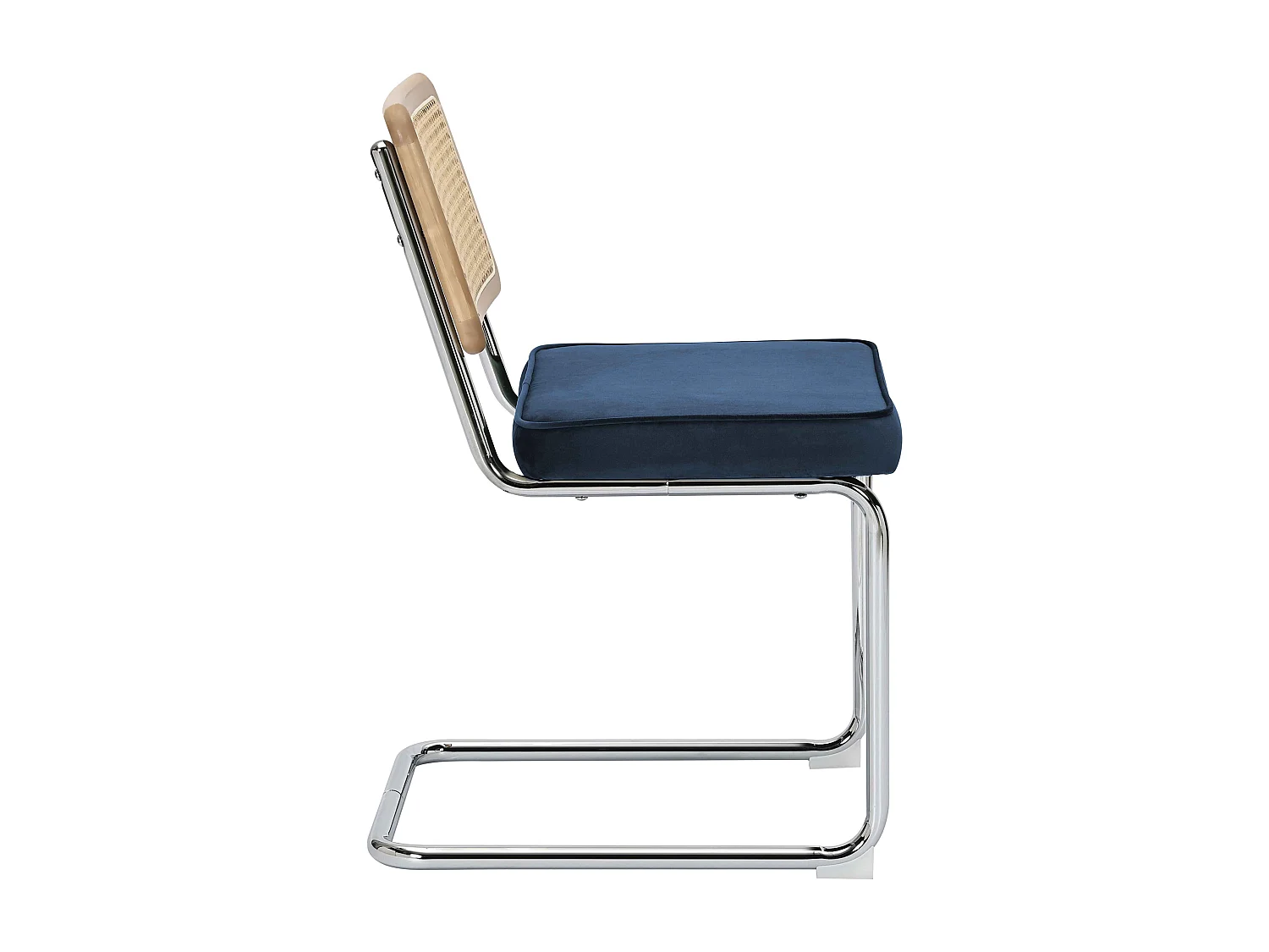 Set van 2 stalen en donkerblauwe fluwelen stoelen