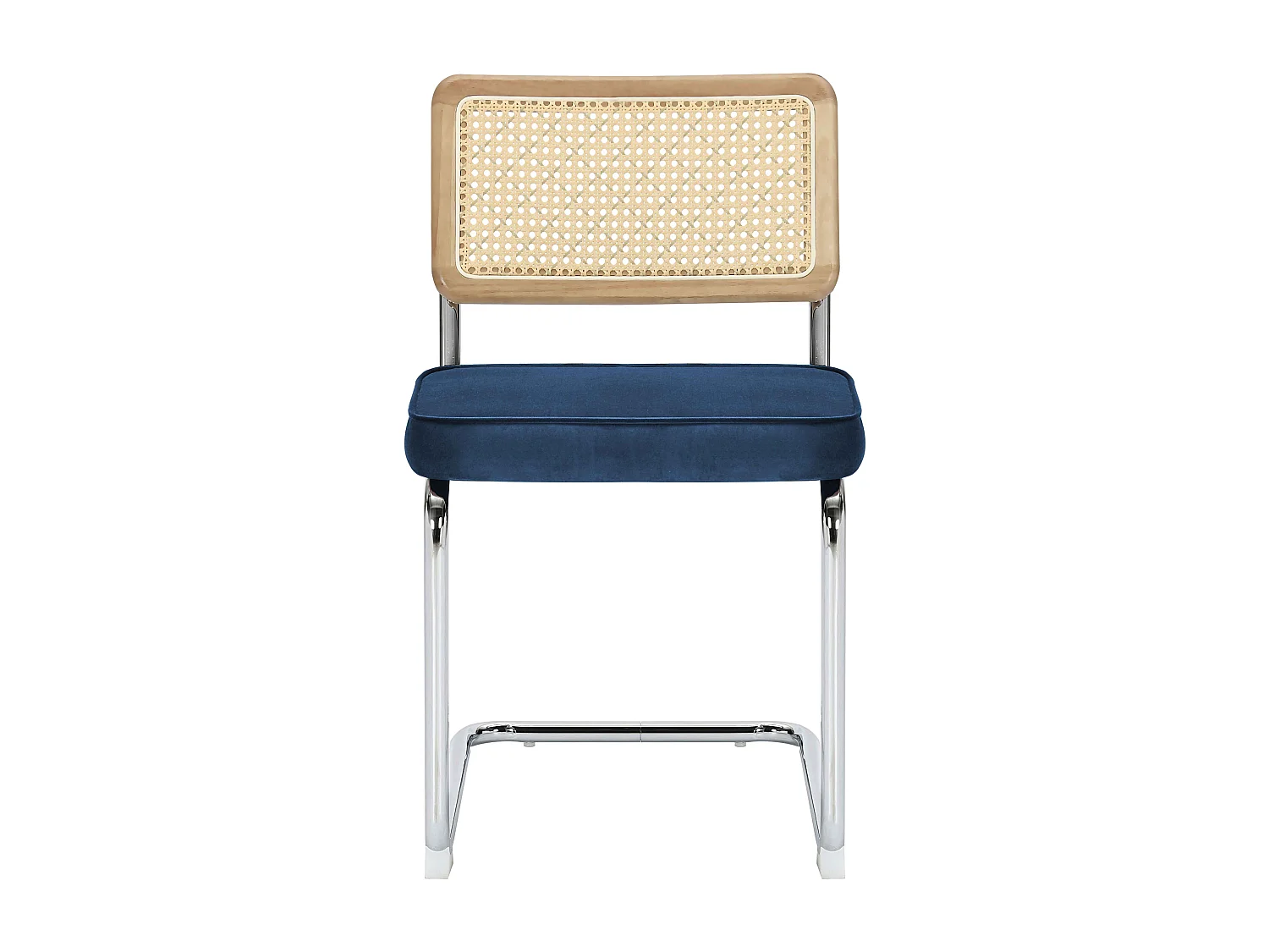 Set van 2 stalen en donkerblauwe fluwelen stoelen