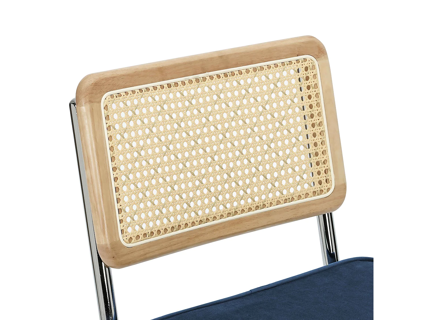 Set van 2 stalen en donkerblauwe fluwelen stoelen