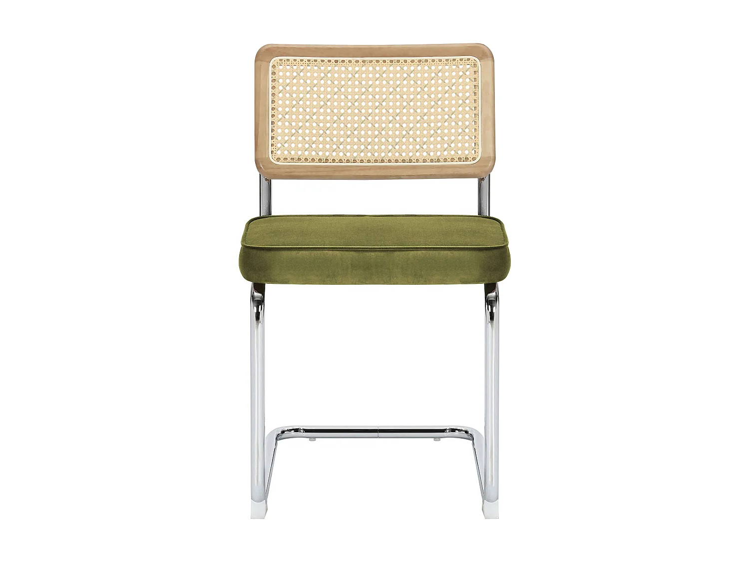 Set van 2 stalen en olijfgroene fluwelen stoelen