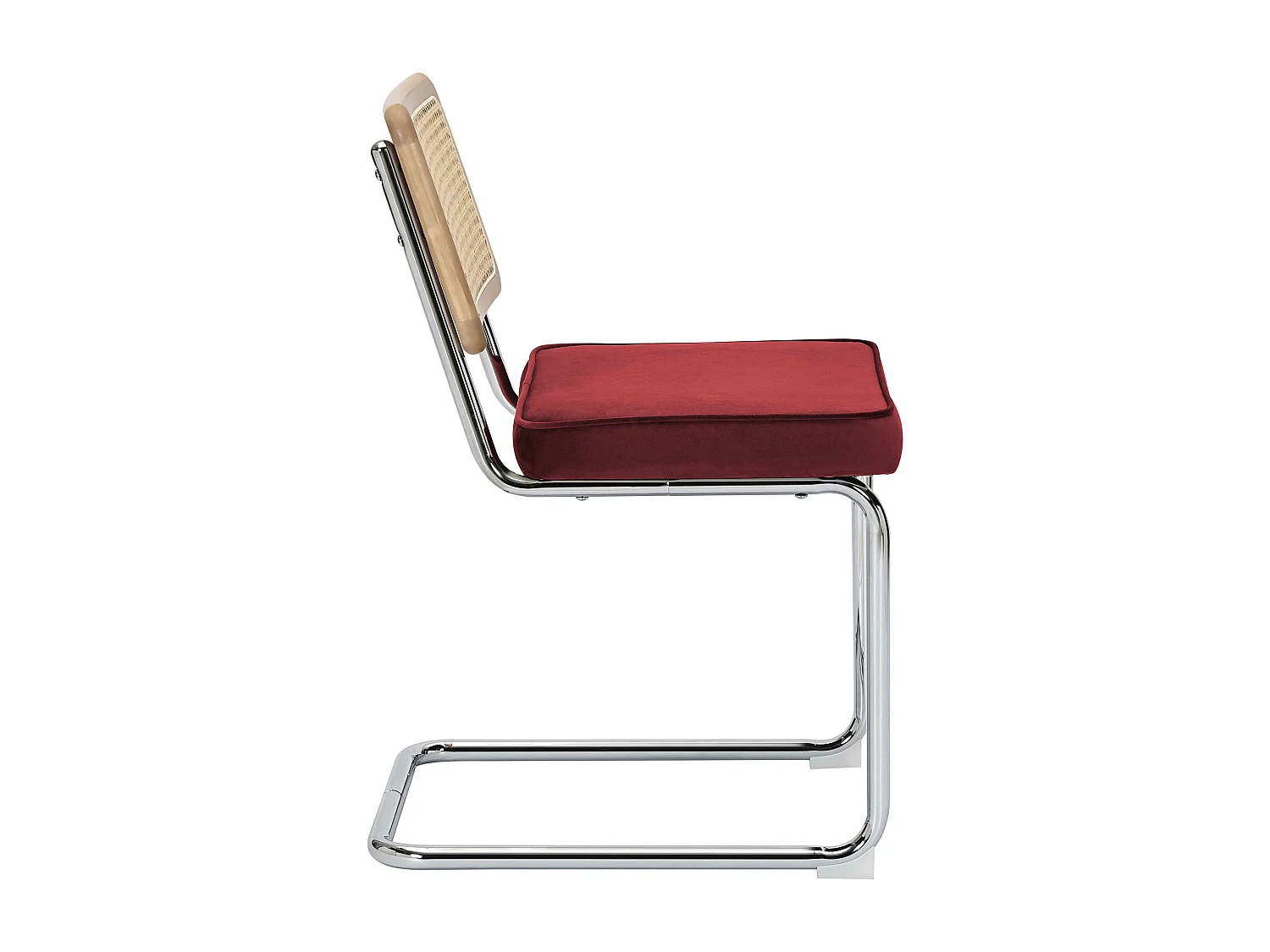 Set van 2 stalen en bordeauxrode fluwelen stoelen