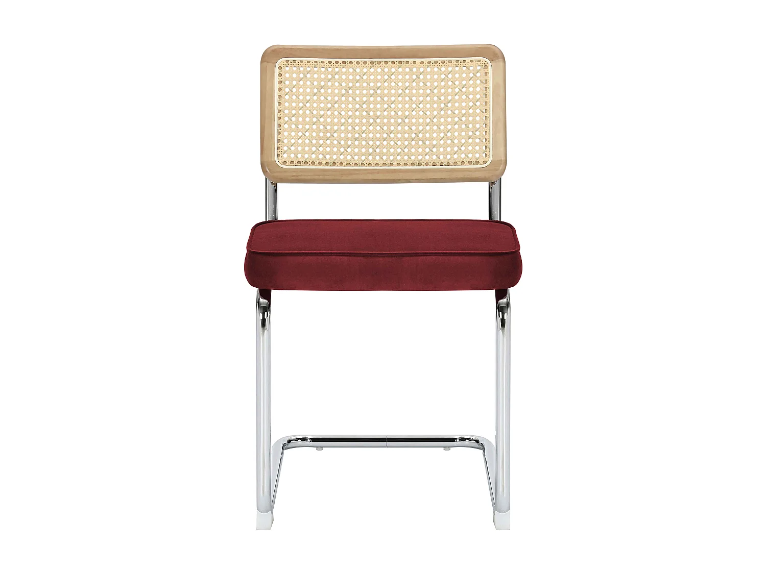 Set van 2 stalen en bordeauxrode fluwelen stoelen