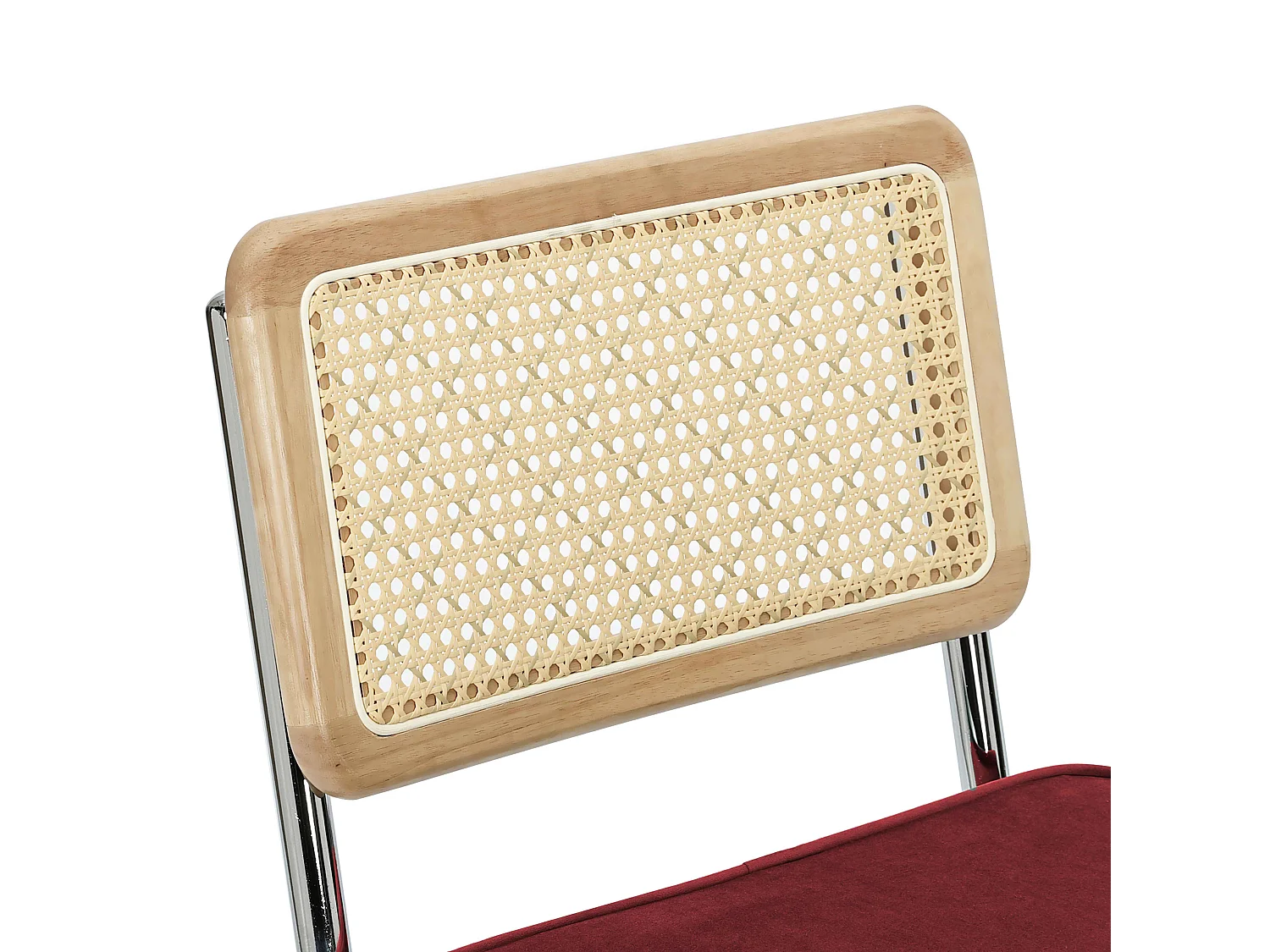 Set van 2 stalen en bordeauxrode fluwelen stoelen