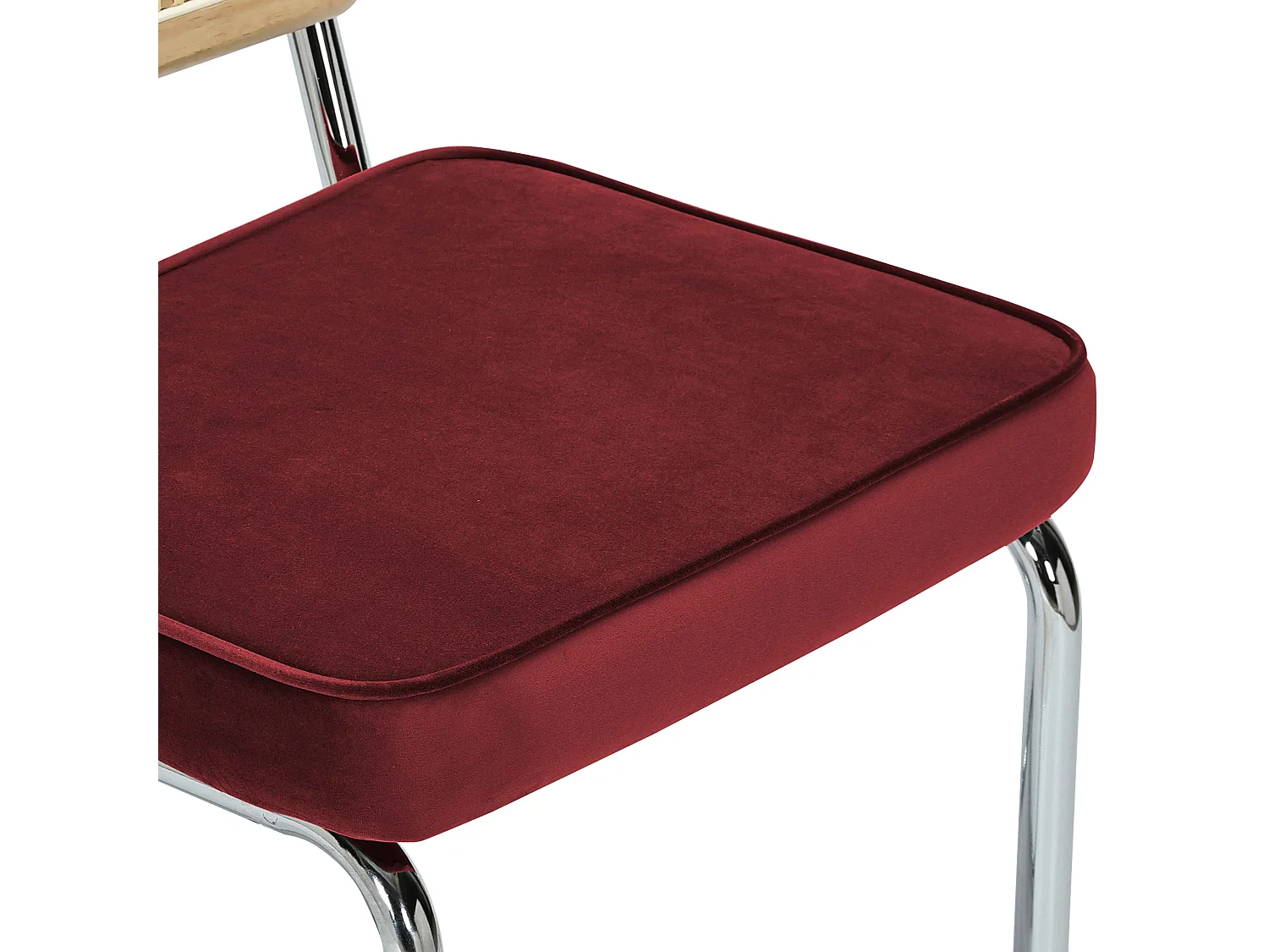 Set van 2 stalen en bordeauxrode fluwelen stoelen