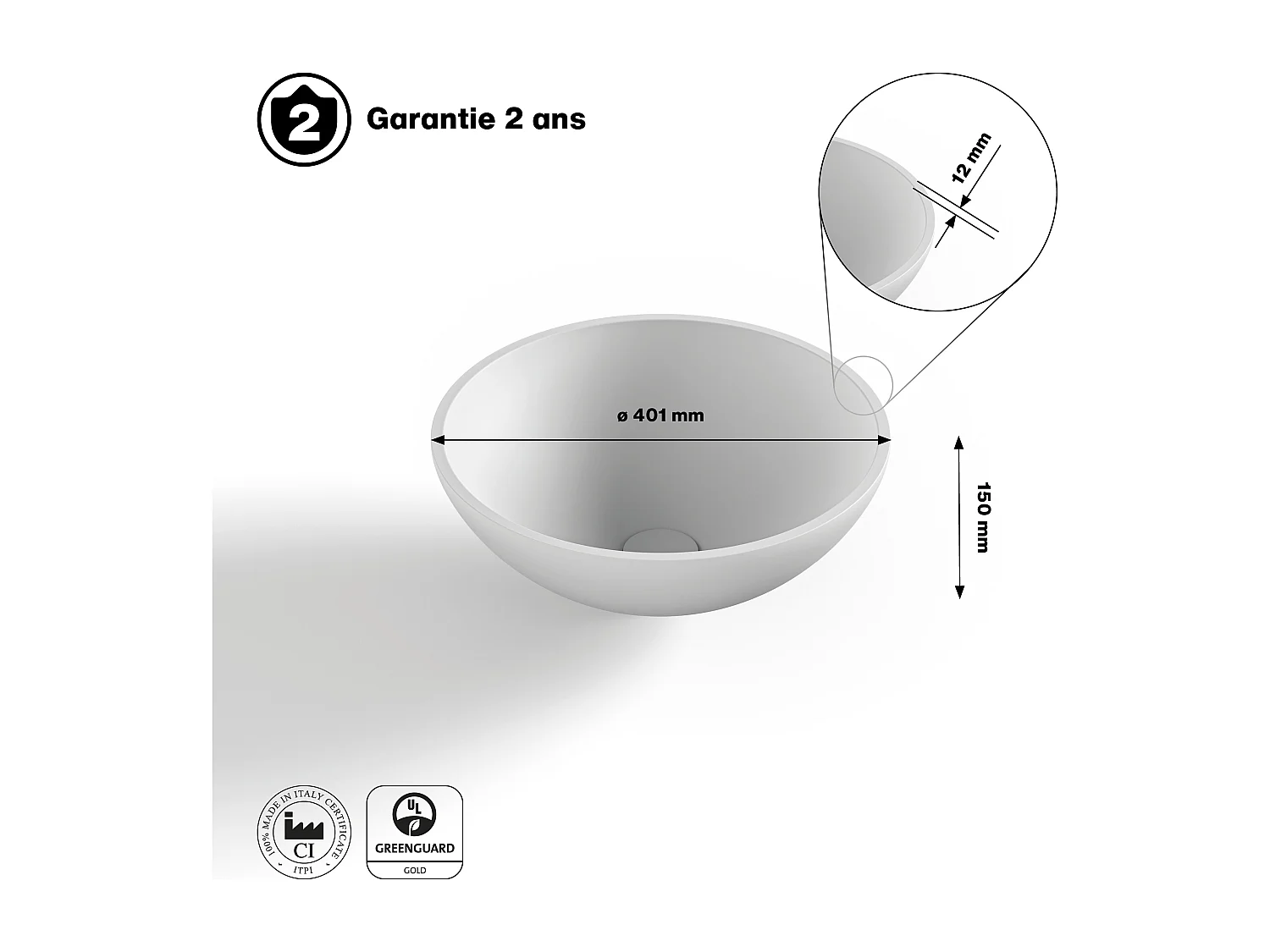 Vasque à poser Vitaliko Rond L40 cm