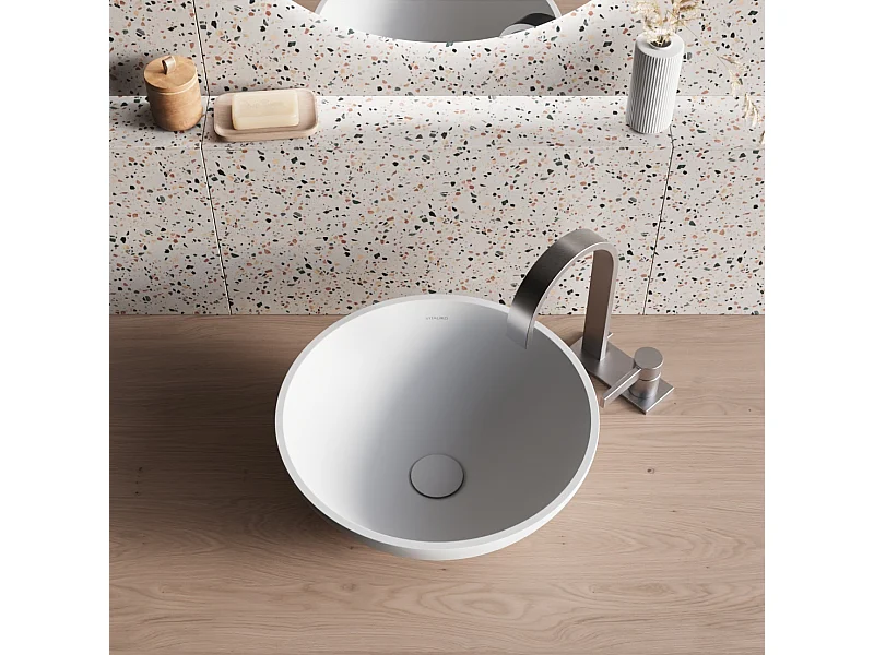 Vaque à poer Vitaliko Rond L40 cm, Solid Surface, 100% Made in Italy