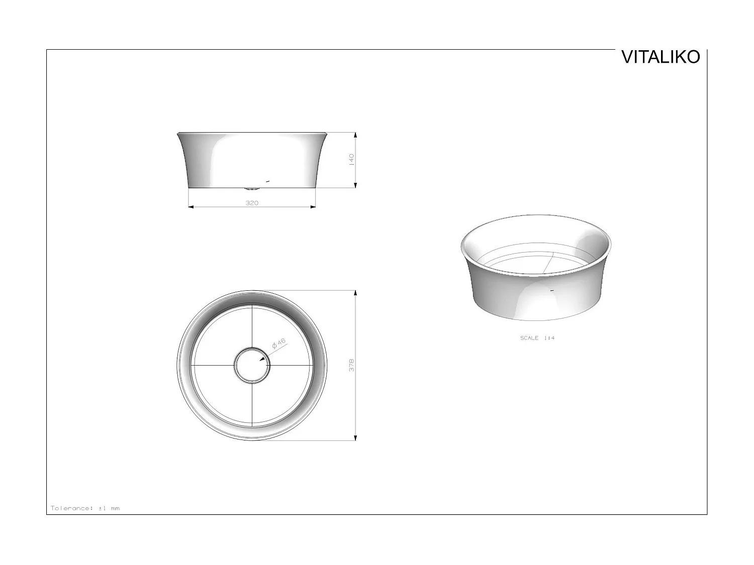 Vaque à poer Vitaliko Rond L32 cm, Solid Suface, 100% Made In Italy