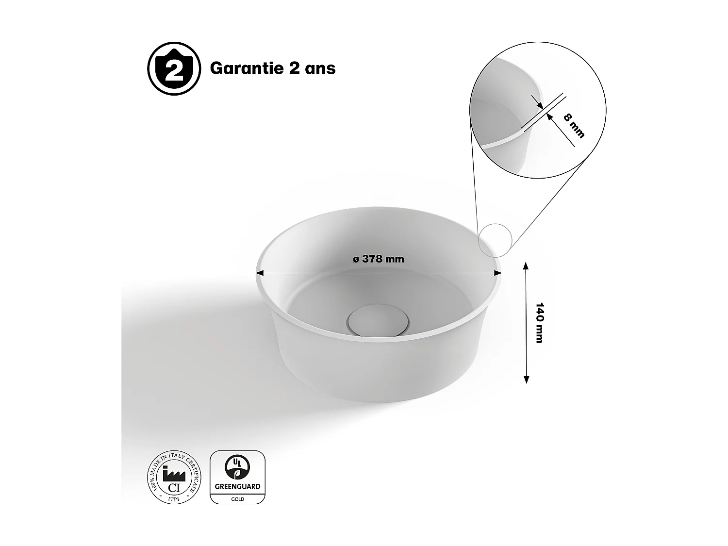 Vasque à poser Vitaliko Rond L32 cm