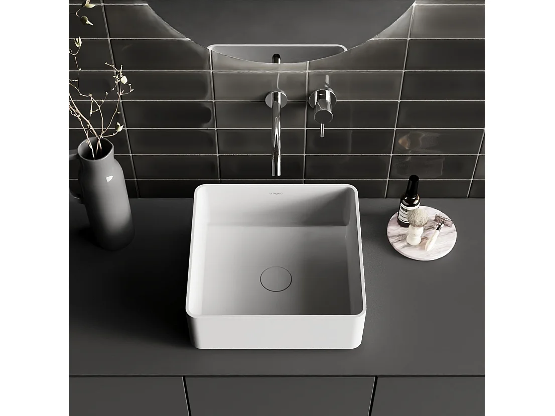 Vaque à poer Vitaliko Carré L37 cm, Solid Surface , 100% Made In Italy