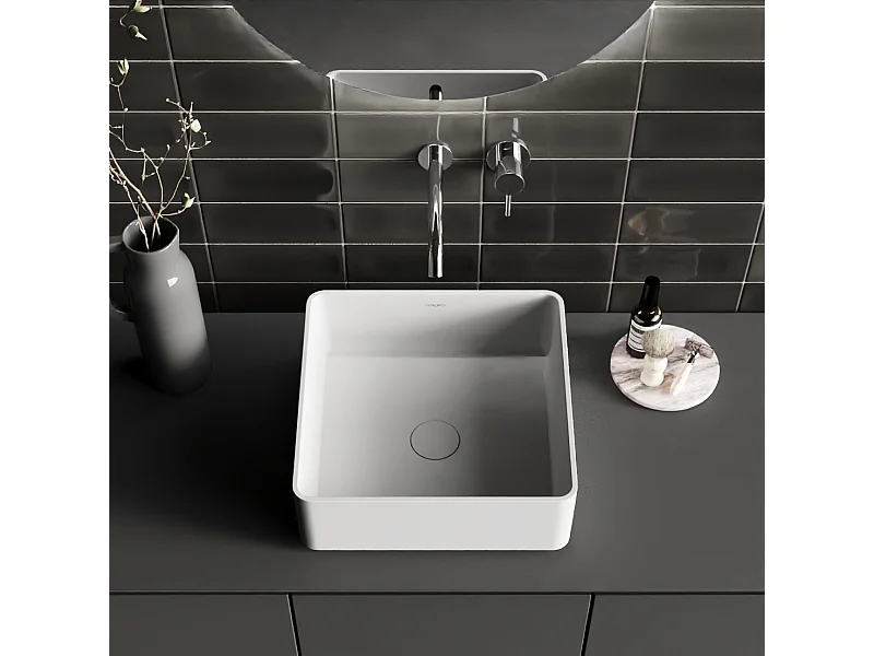 Vaque à poer Vitaliko Carré L37 cm, Solid Surface , 100% Made In Italy