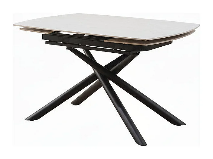Table repas extensible céramique travertin blanc 129/189 cm – NYSA