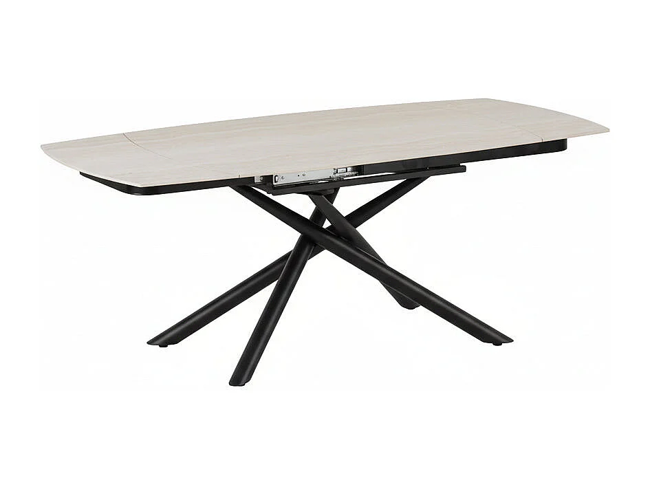 Table repas extensible céramique travertin blanc 129/189 cm – NYSA